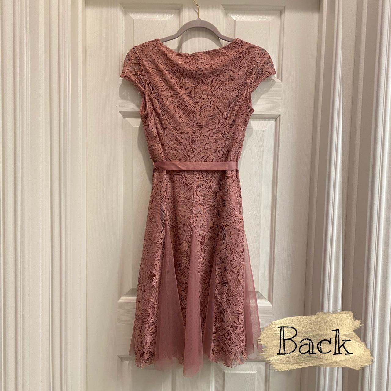 CANDALITE PETITE Lace V Neck Dress w Ribbon Dusty. Depop