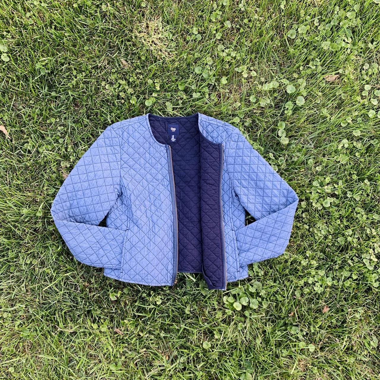 Gap Quilted Jacket. This lightweight blue and navy... Depop