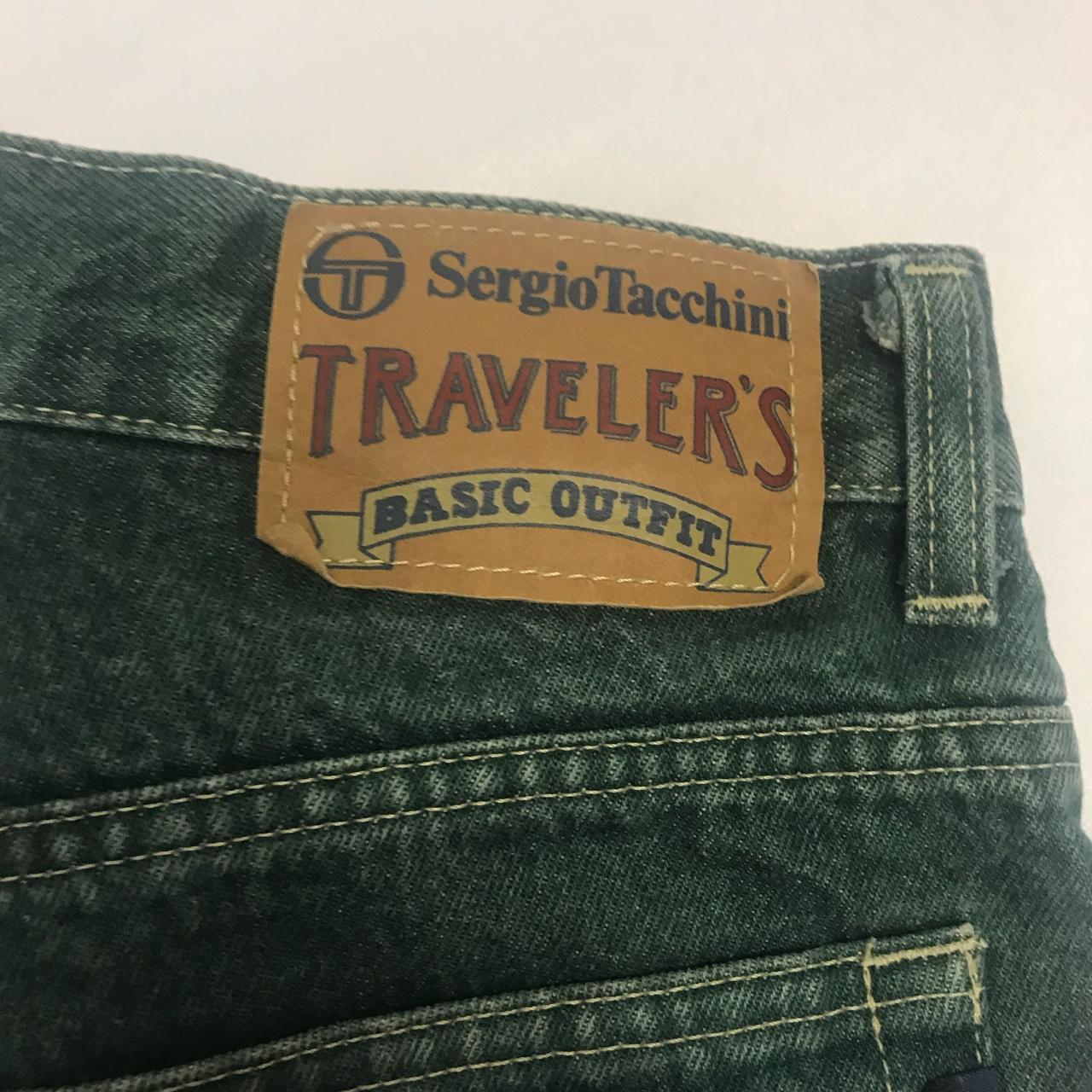 Jeans vintage anni 90 marcati Sergio Tacchini verde... - Depop