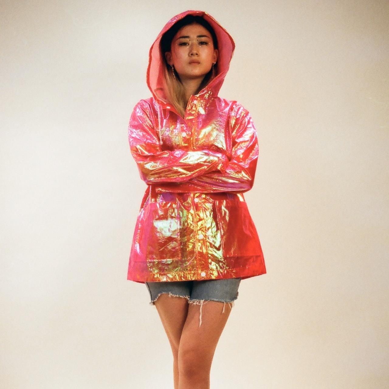 Pink holographic rain mac hotsell