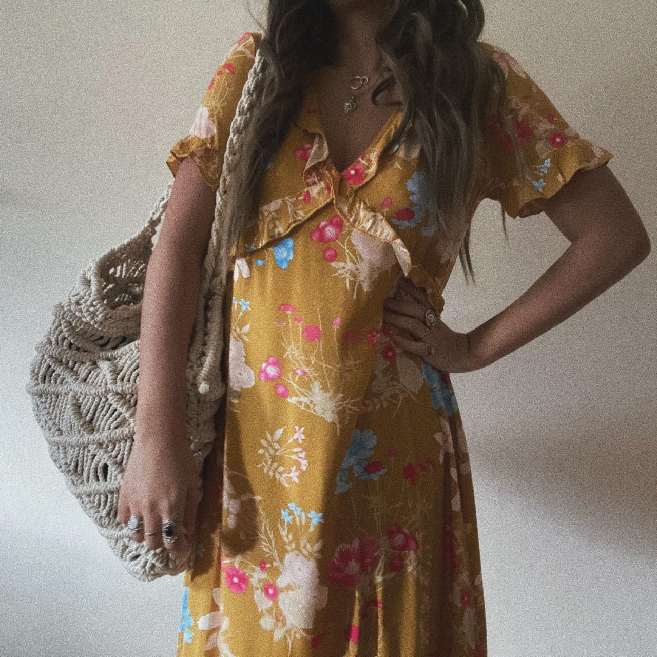 Mustard Yellow Boho Smock Maxi Dress. Gorgeous... | Depop