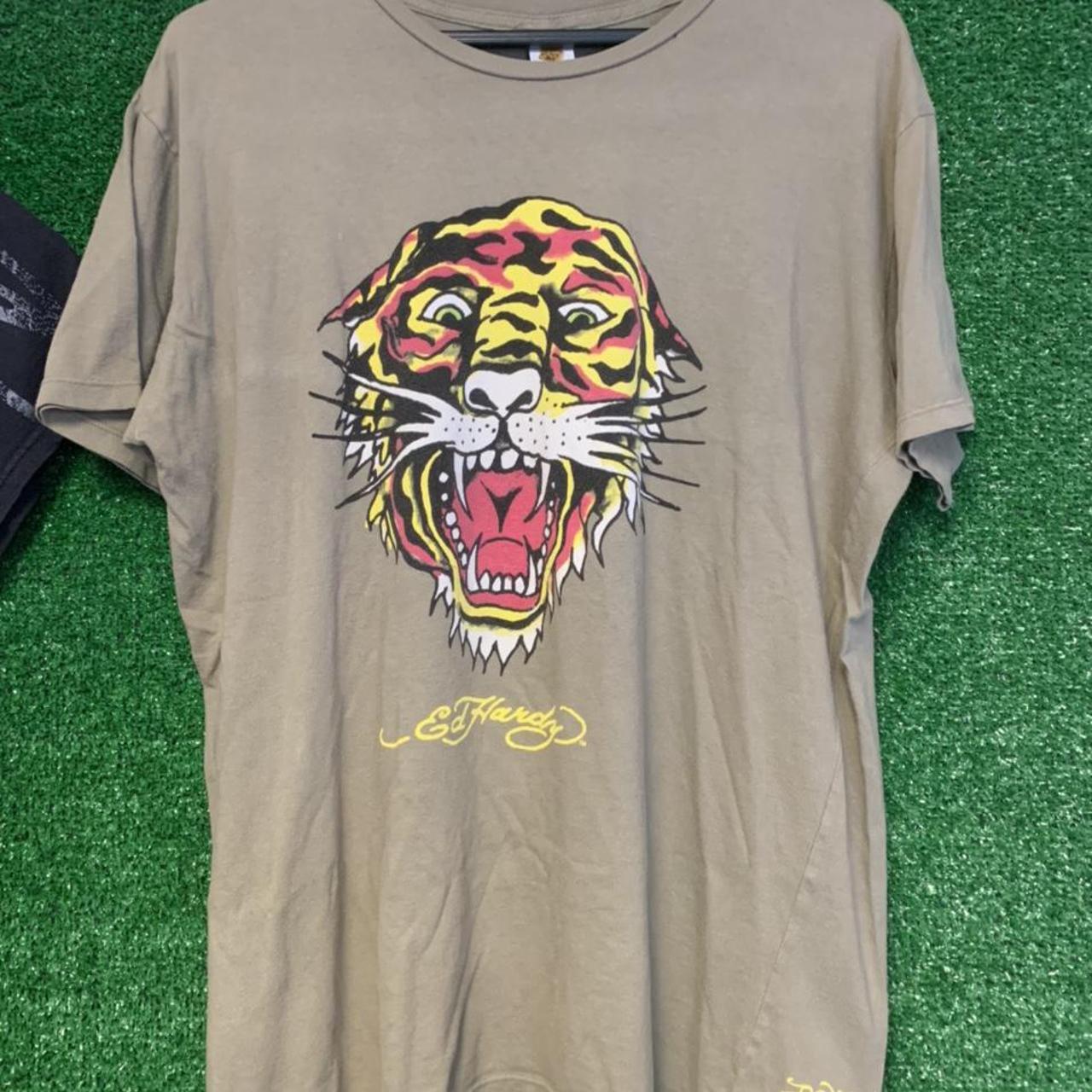 Y2K Ed Hardy tiger t shirt 🐅 signature on the back - Depop