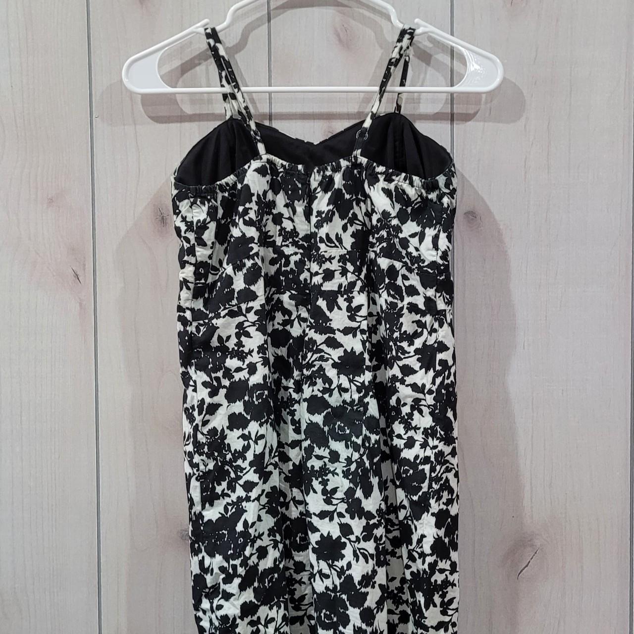 Black and white floral sun dress Adjustable straps... - Depop