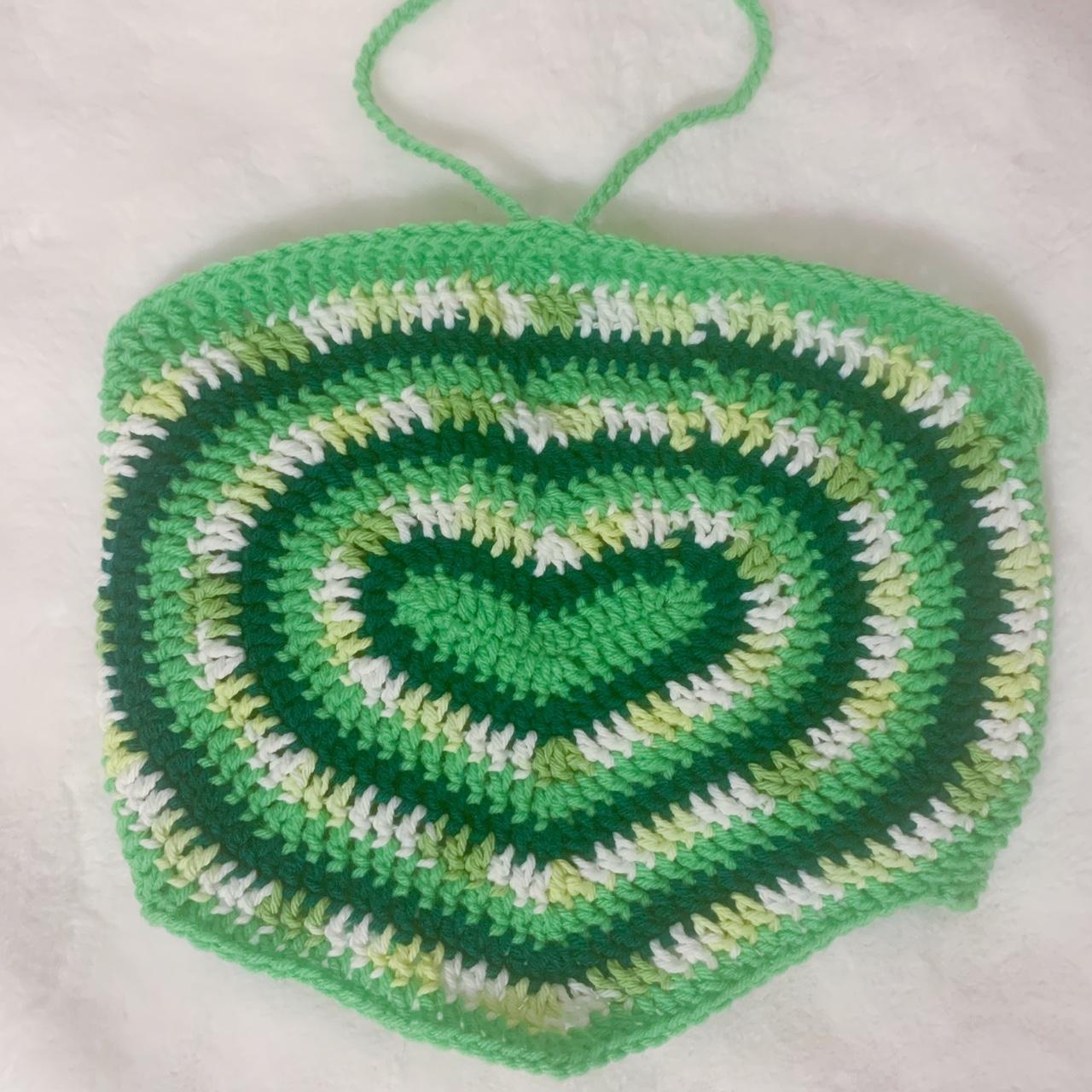 green heart crochet top made by me! Only worn for... Depop