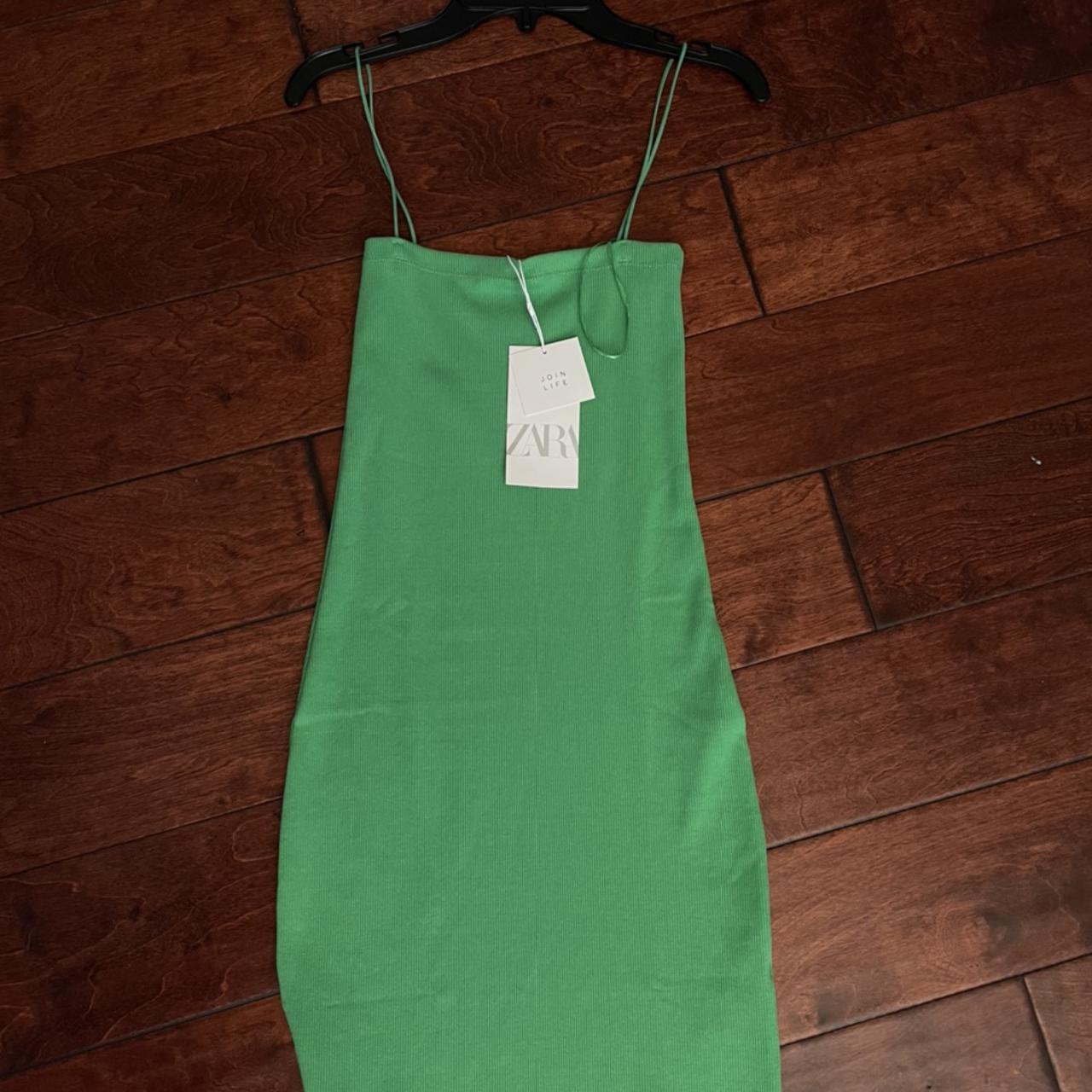 zara green ribbed dress