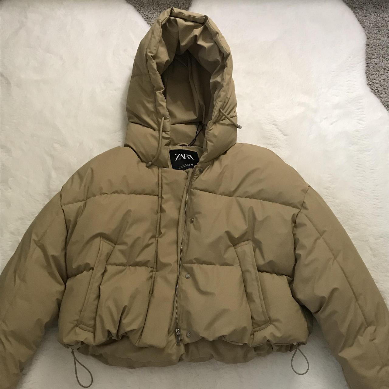 zara tan puffer jacket