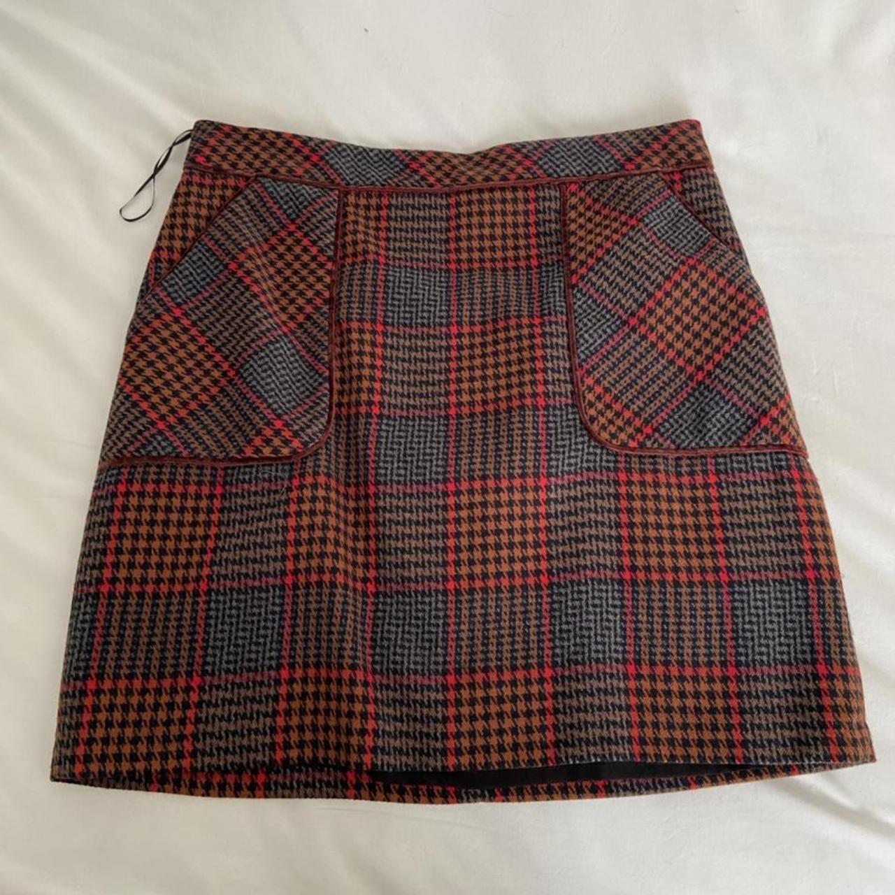 Next Women's Red and Grey Skirt | Depop