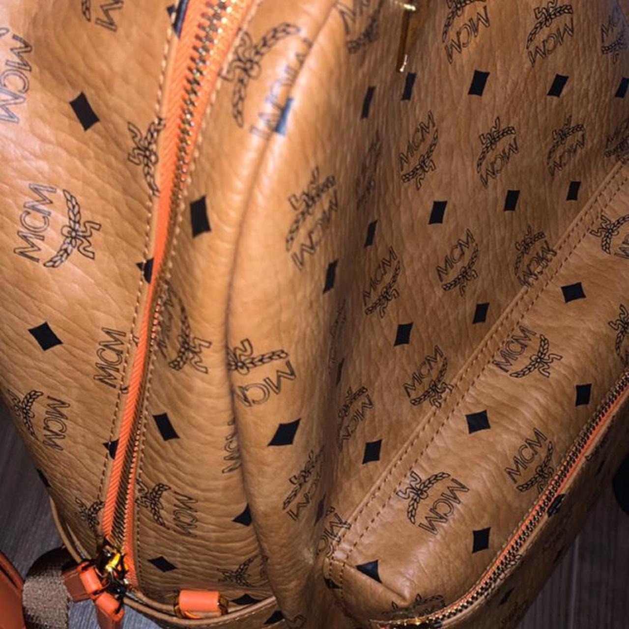 MCM BACKPACK TAN LIGHTLY USED TWO SLIGHT TEARS ON - Depop