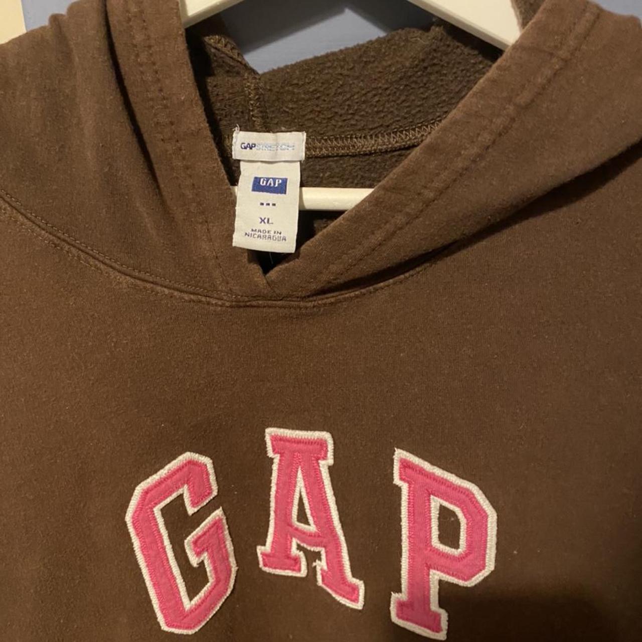 rare brown and pink gap hoodie xl label but fits as... - Depop