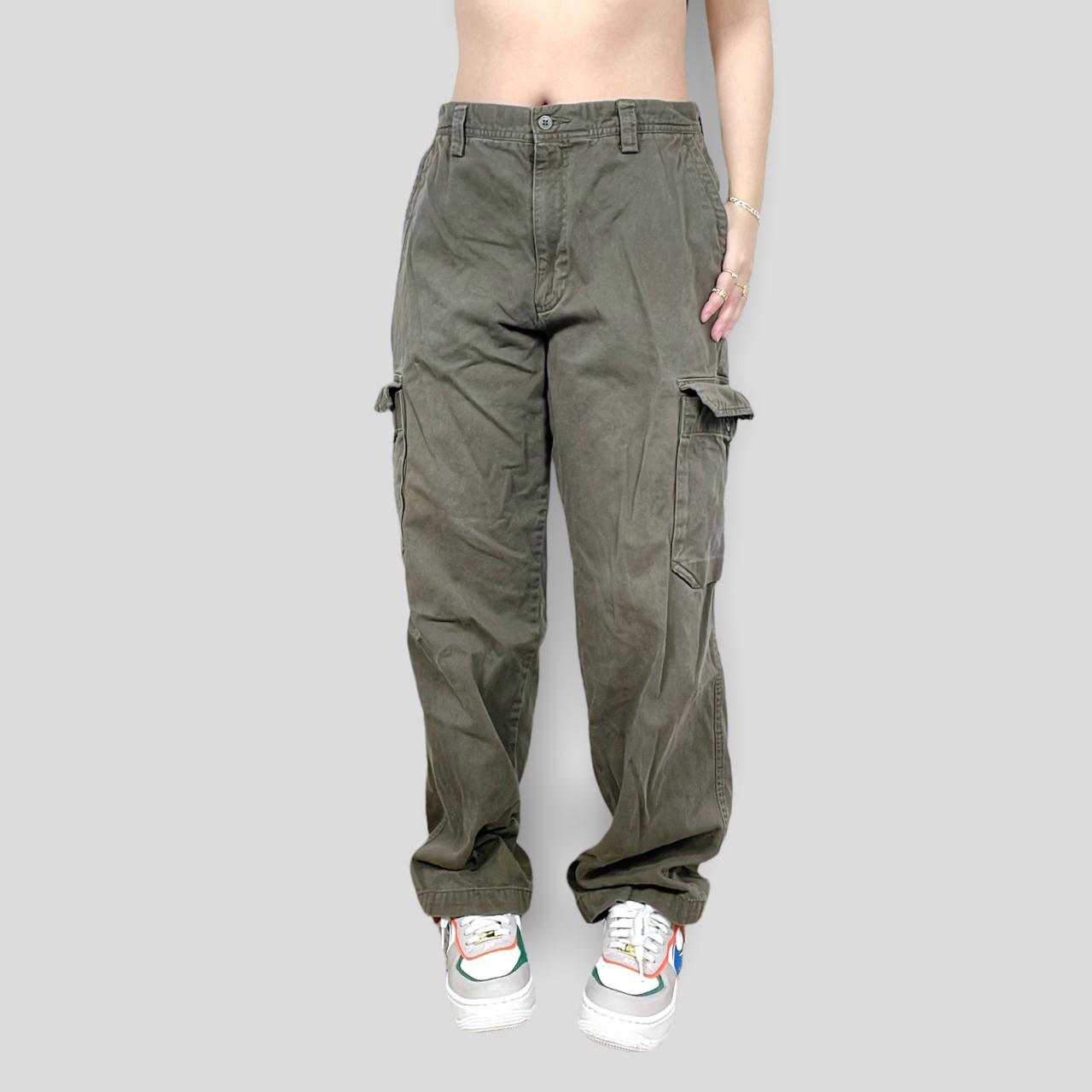 High waisted Olive Brown Baggy Cargo Pants... - Depop