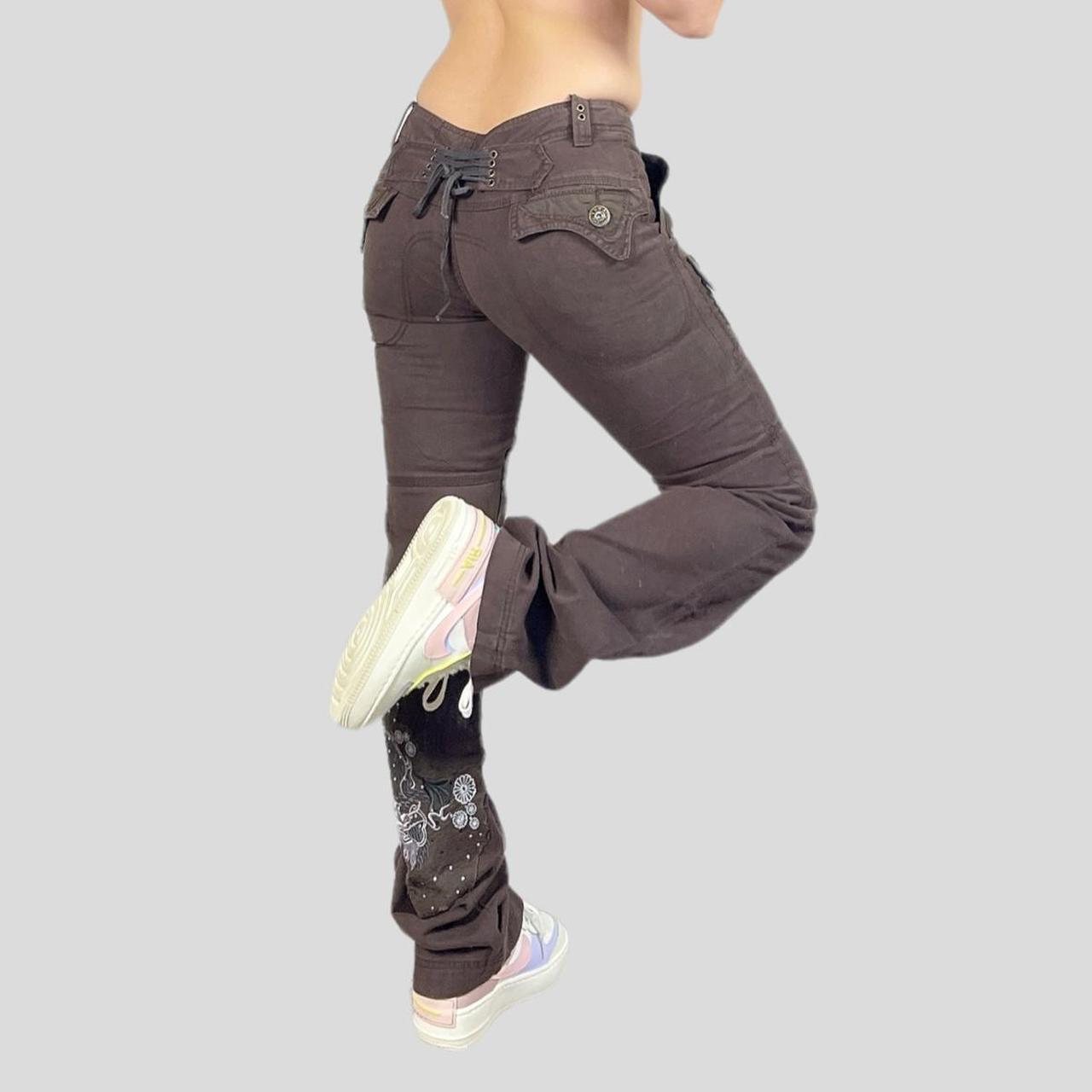 Low Rise Cargo Pants in Brown Has a low rise cut... Depop