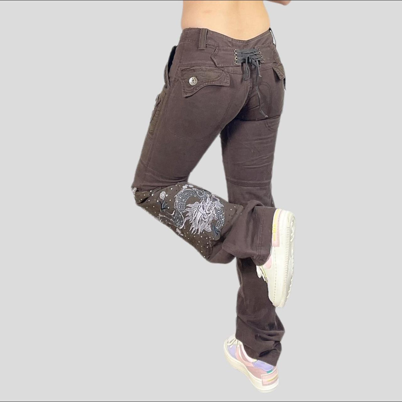 Low Rise Cargo Pants in Brown Has a low rise cut... Depop