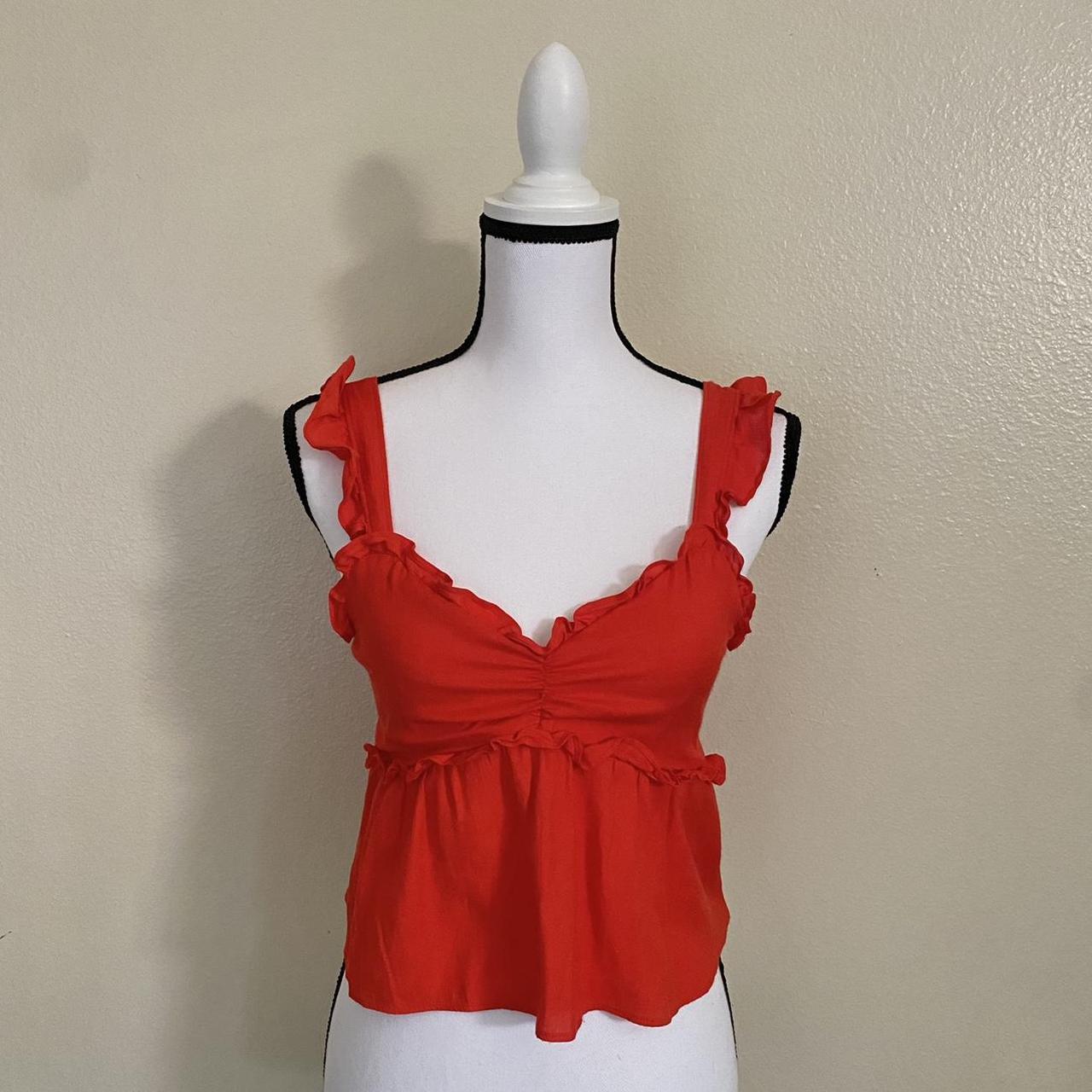 ruffle cami top that cinches at the bust. cute top... Depop