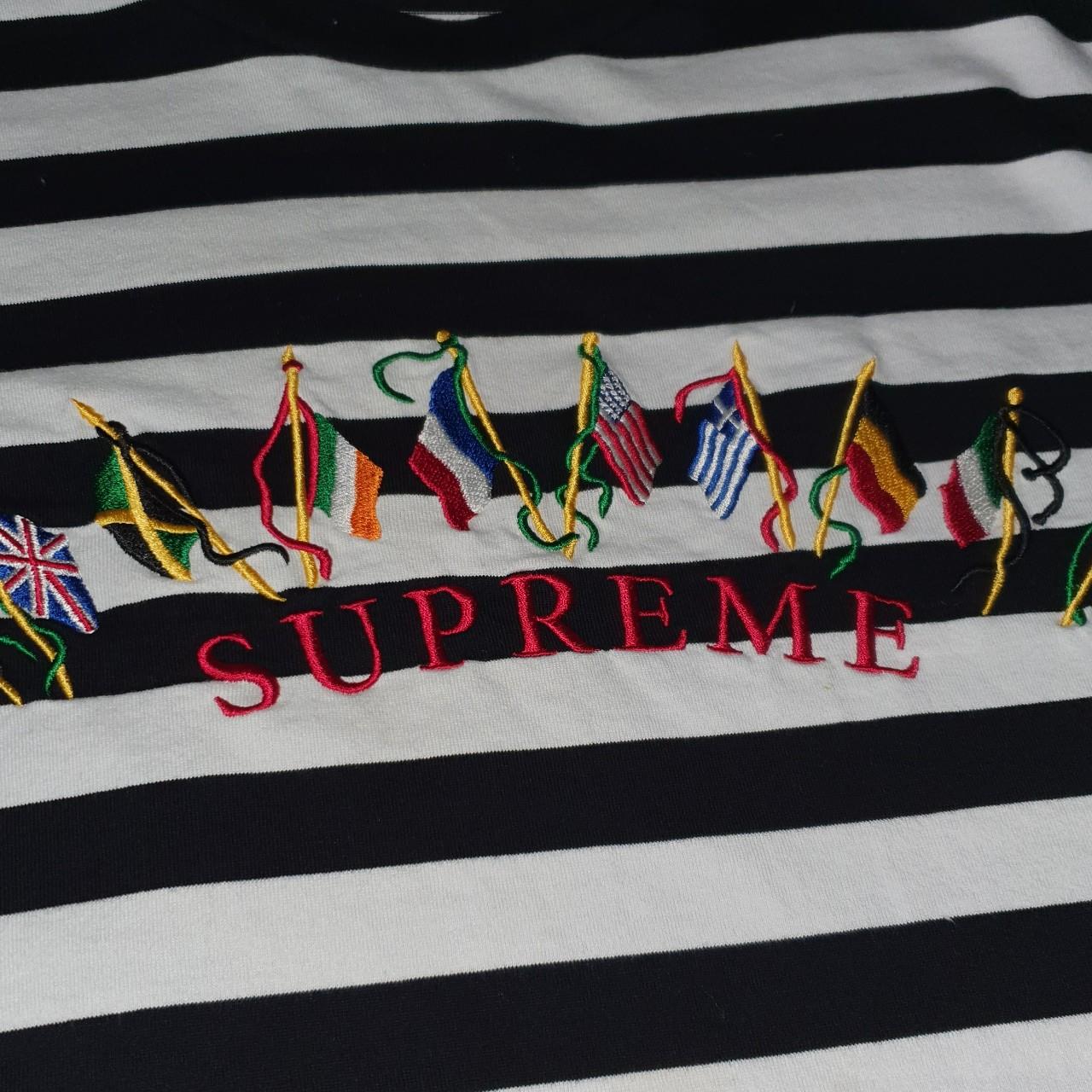 SUPREME Striped Flag Emblem Long Sleeve Size XL... - Depop