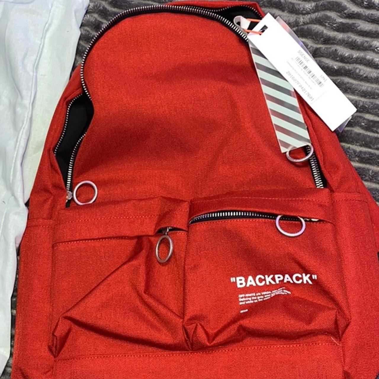 Red off white discount backpack