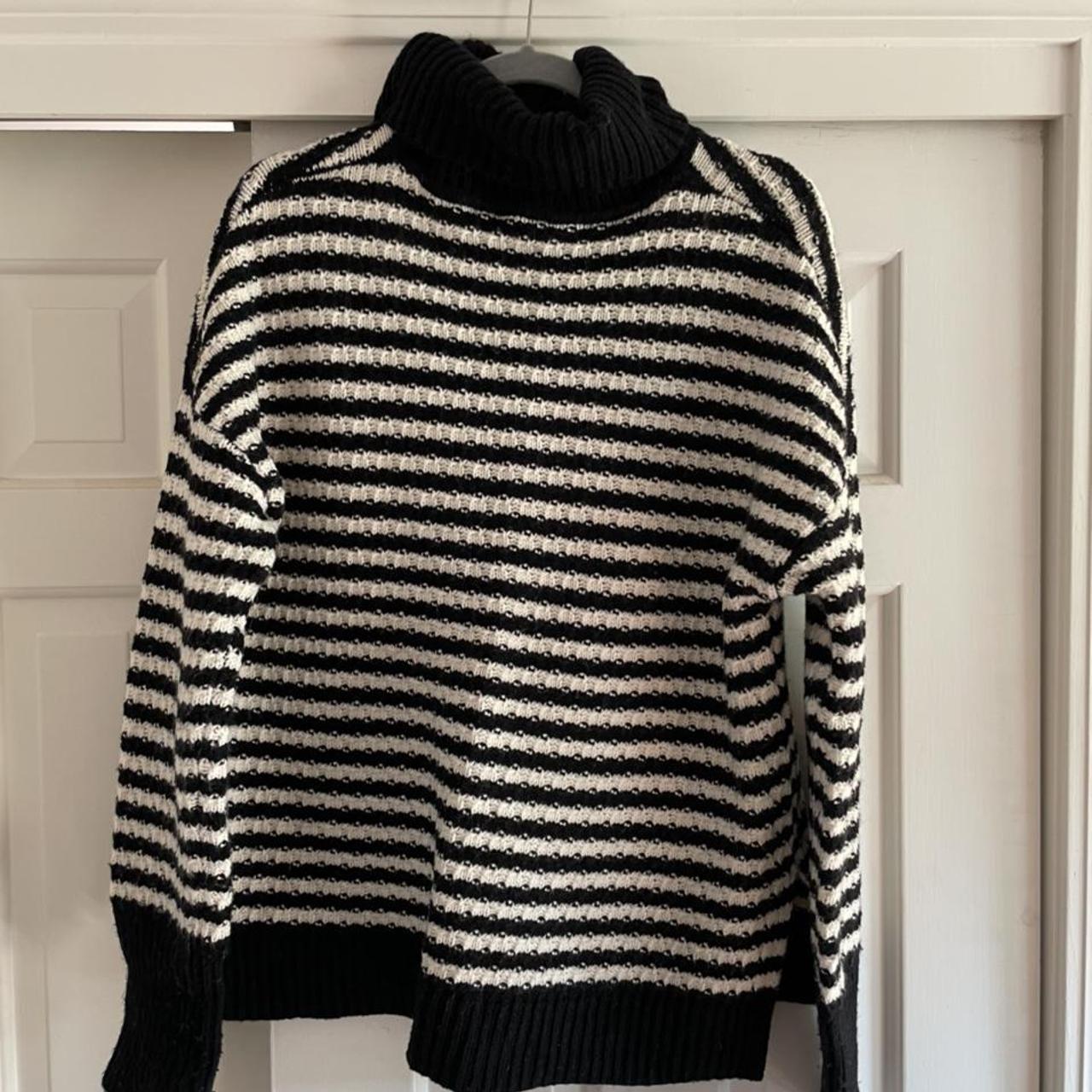 Black and white striped turtleneck sweater from Depop