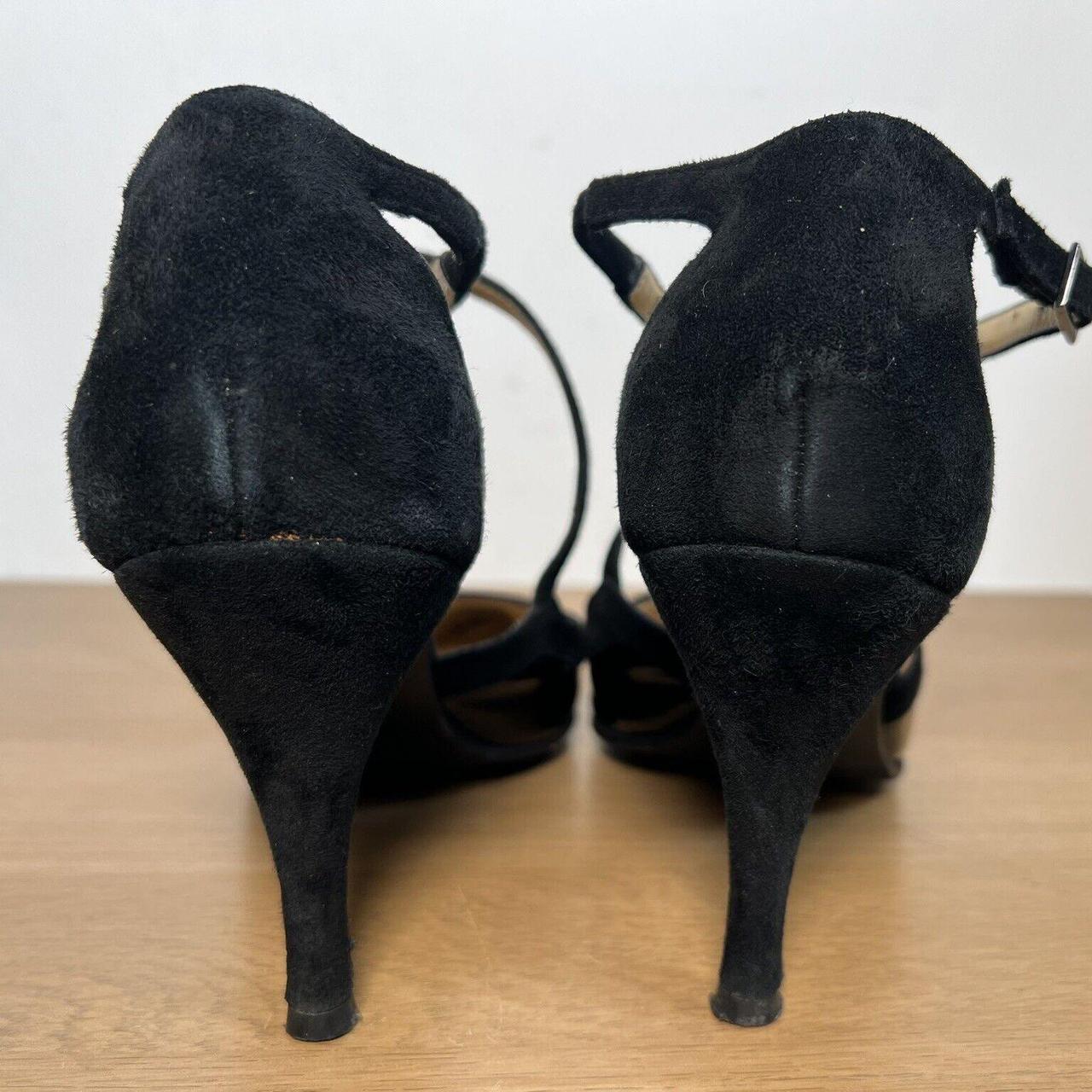 Vintage Davella Black Suede Patent Stiletto Shoes... - Depop