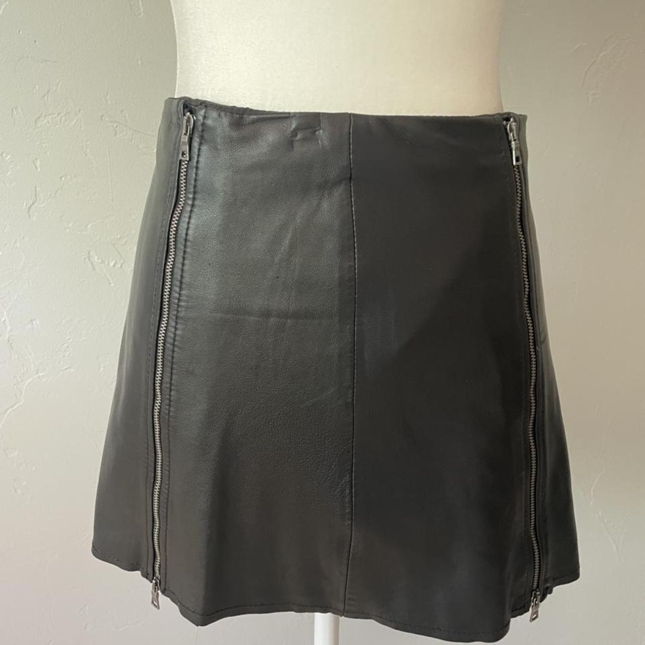 Bcbg black outlet leather mini skirt