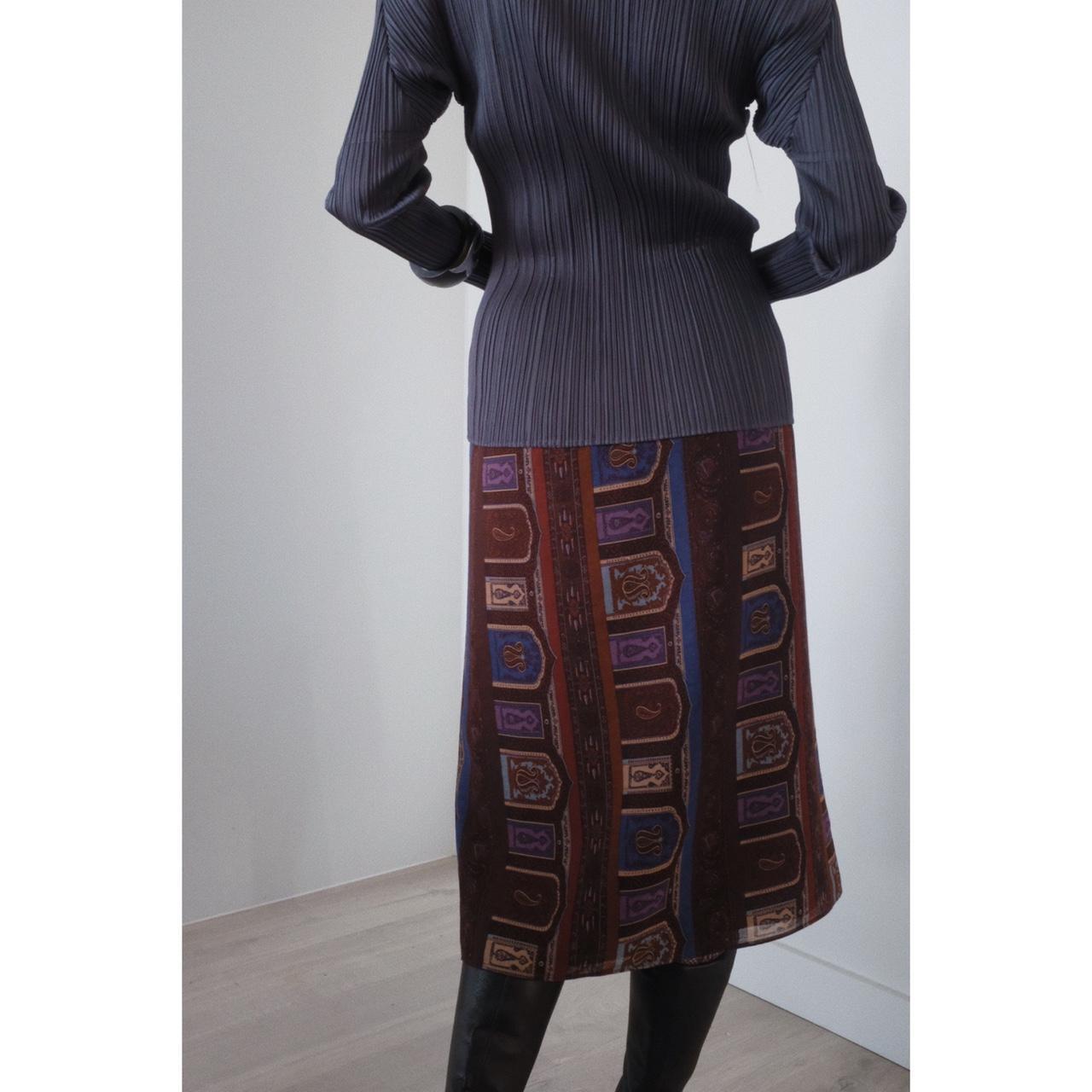 Vintage Etro Paisley Print Wrapped Wool Skirt - Depop