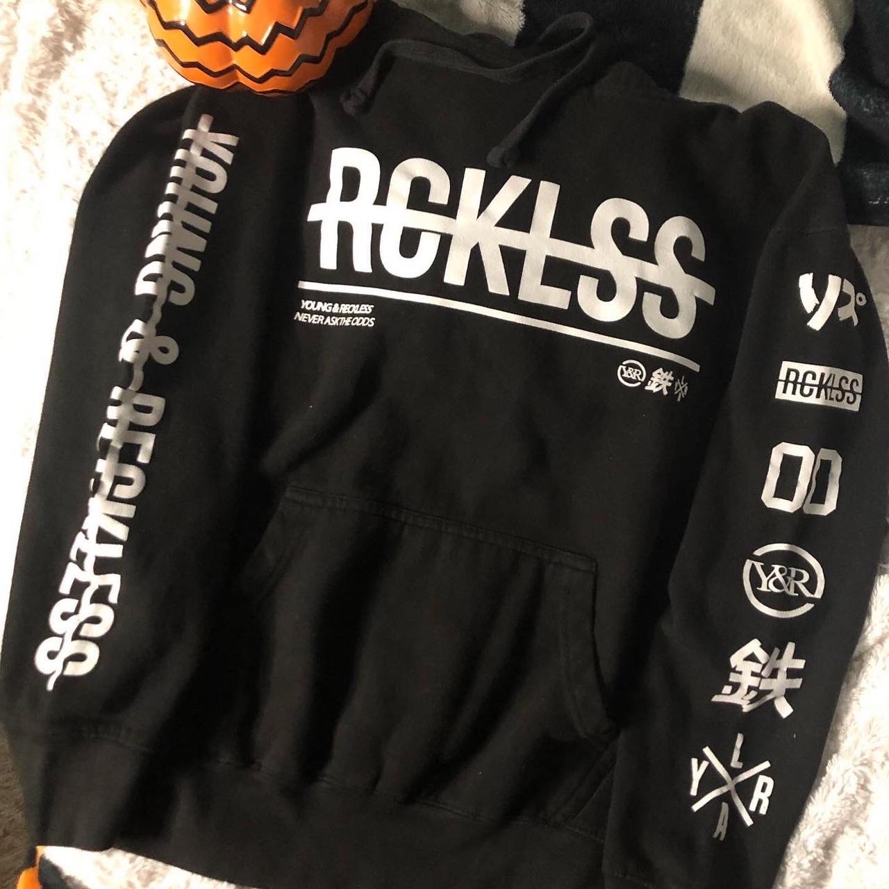 Young an Reckless Hoodie Front Reckless Both Depop