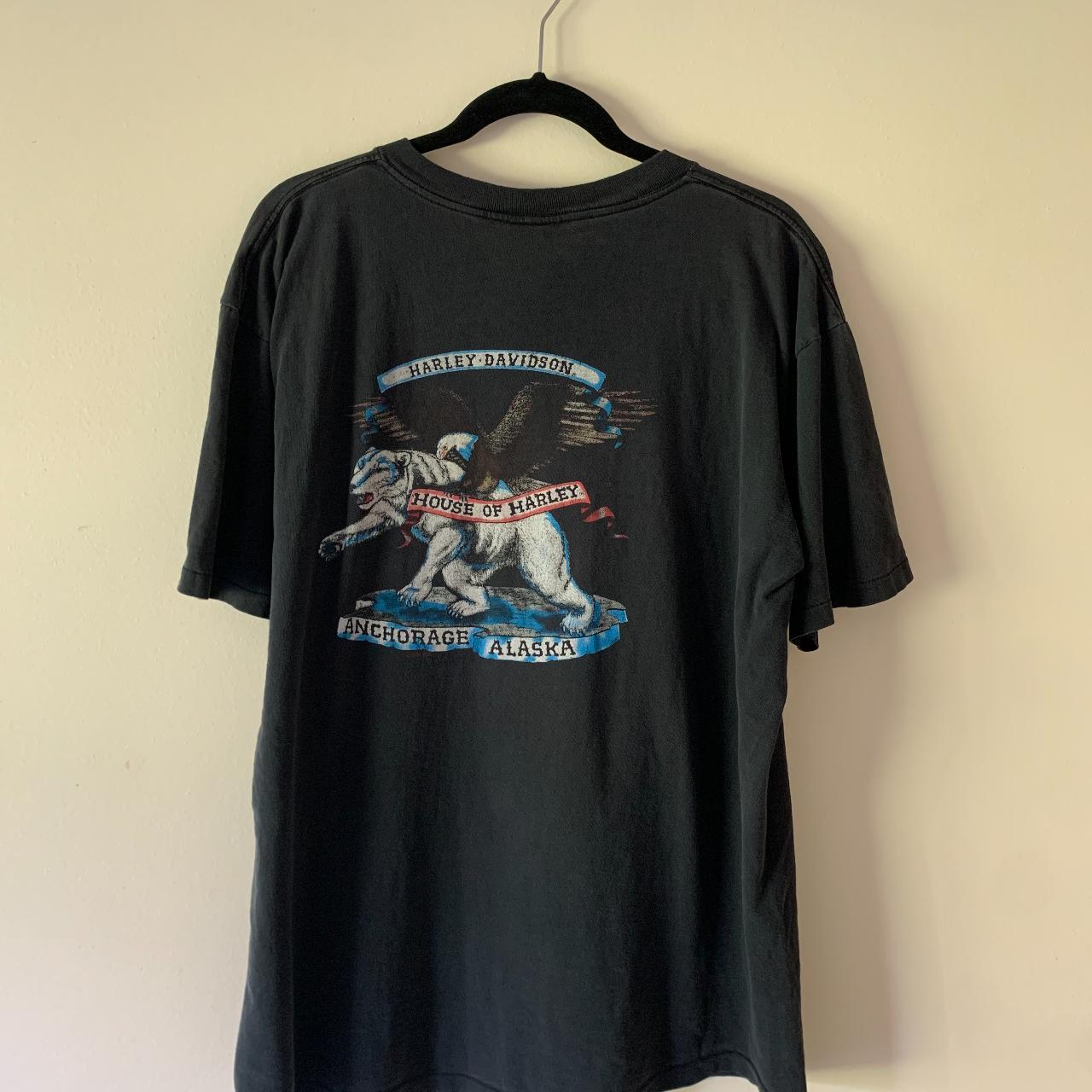 Vintage 1995 Harley Davidson 3D Emblem Alaska Tee... - Depop