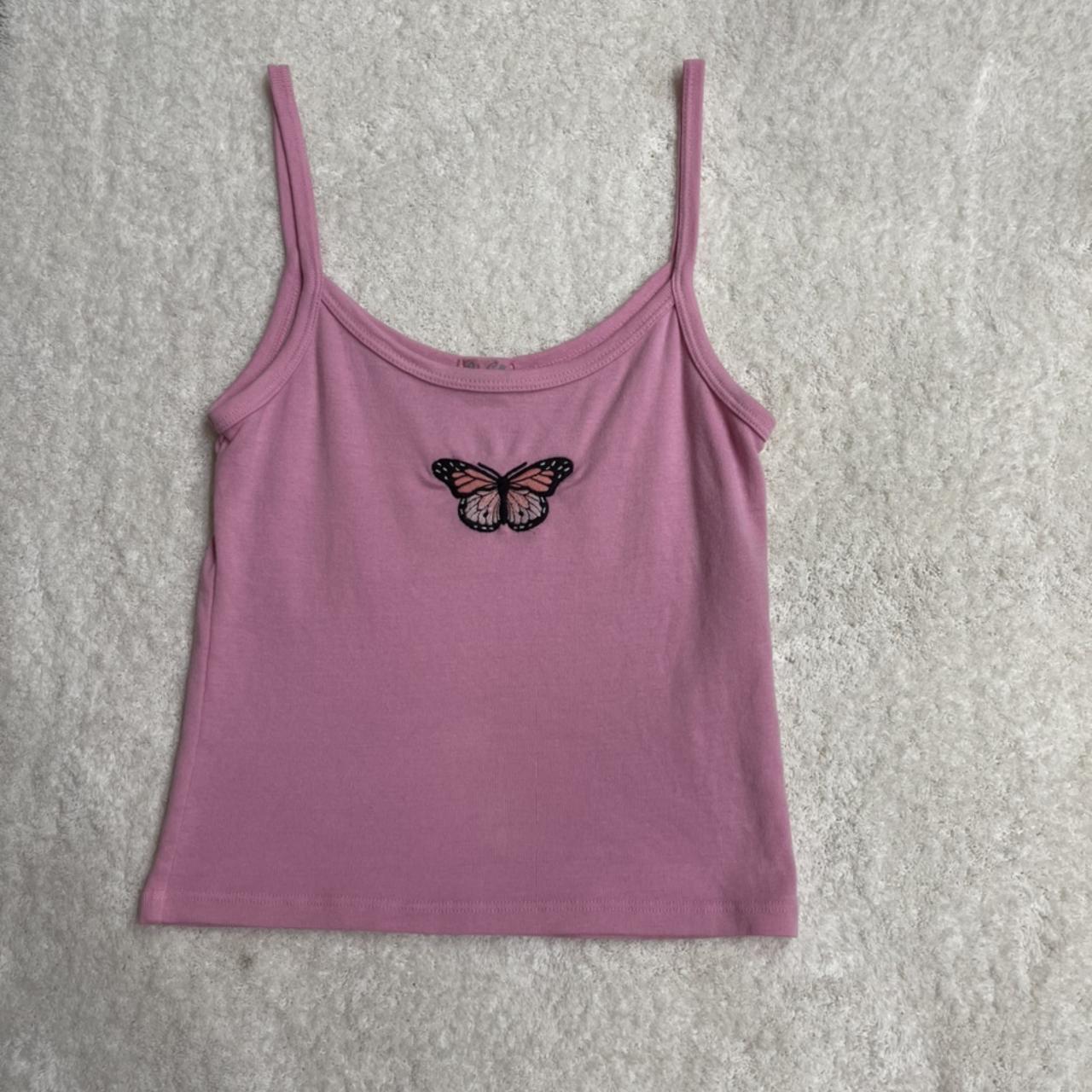 super cute brandy melville pink butterfly tank