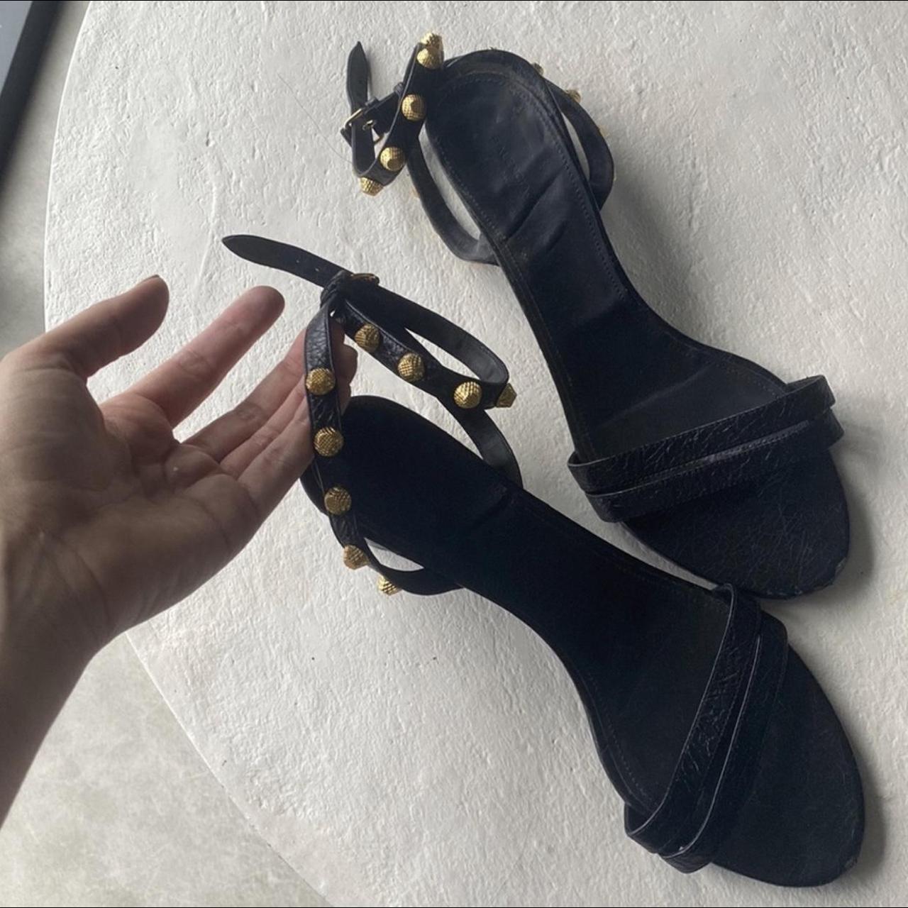 balenciaga heels gold