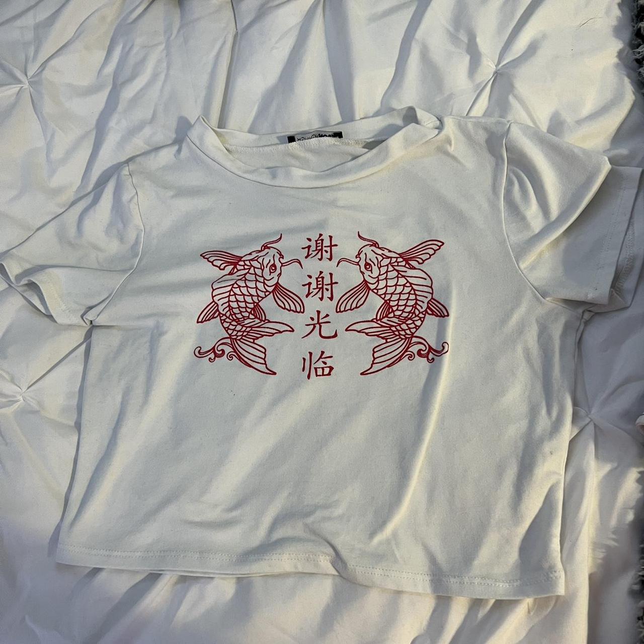 Fashion Nova Baby Tee Crop Top Koi Fish... Depop