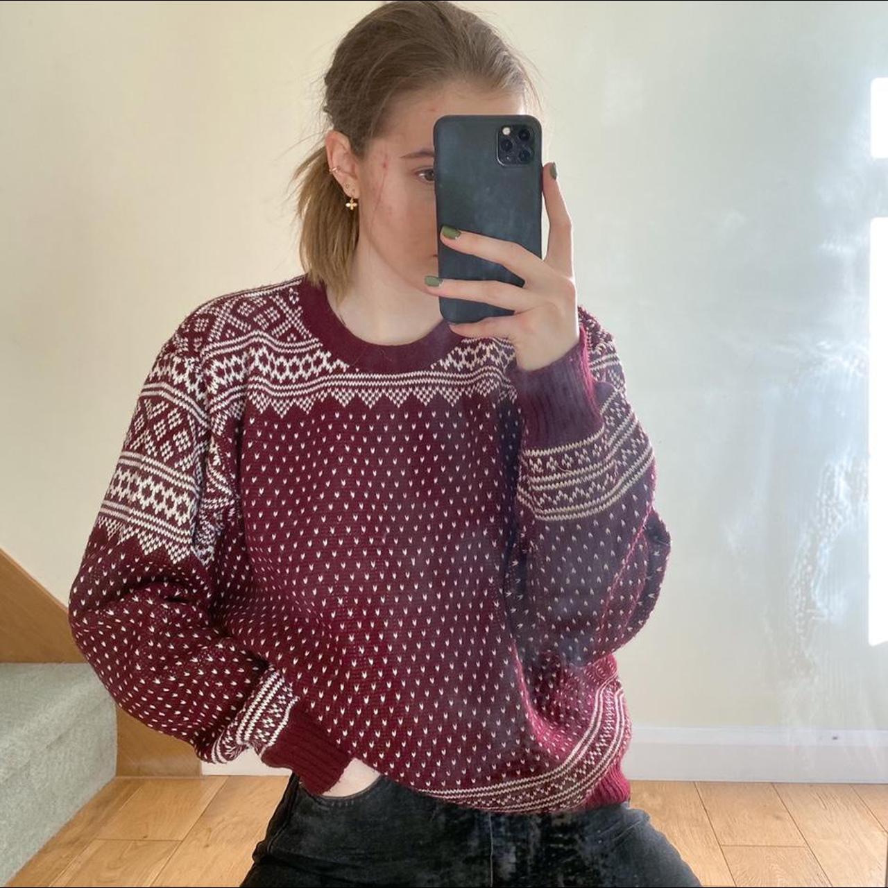 Black Pepper Vintage Burgundy Jumper (UK Size L) •... Depop