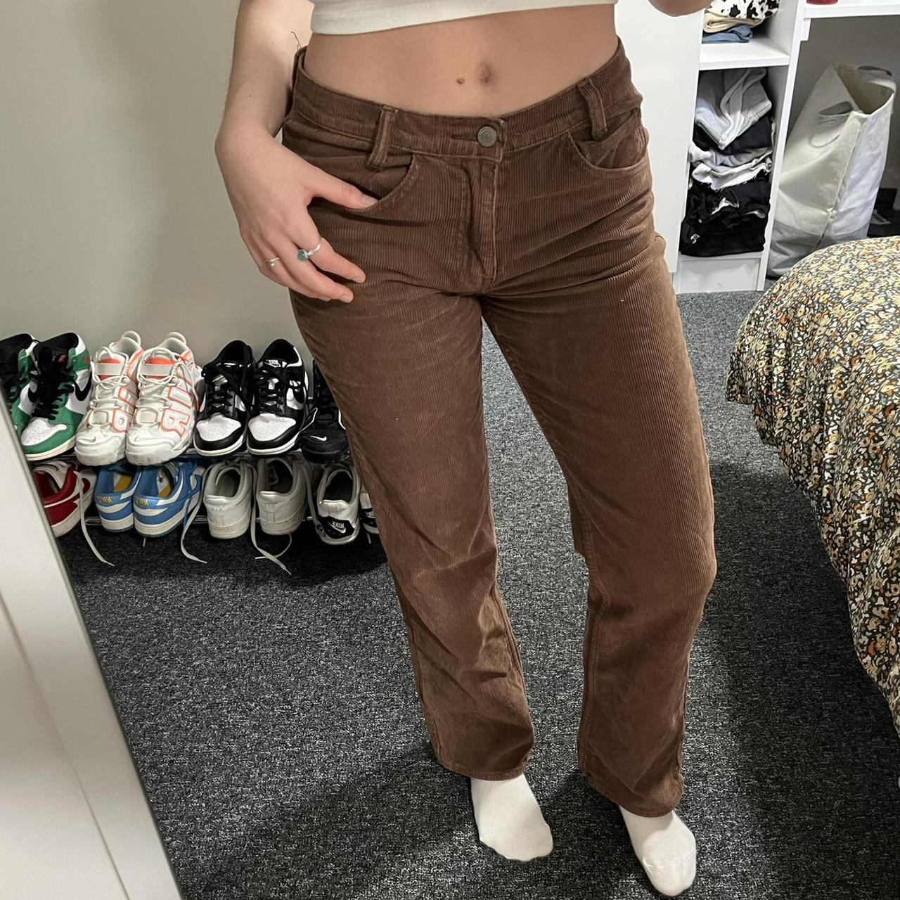 brandy melville brown corduroy low waisted straight... Depop