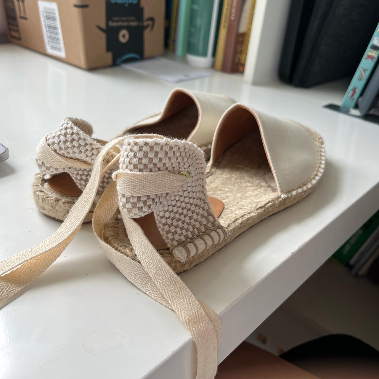 J.Crew Women's Cream Sandals Depop