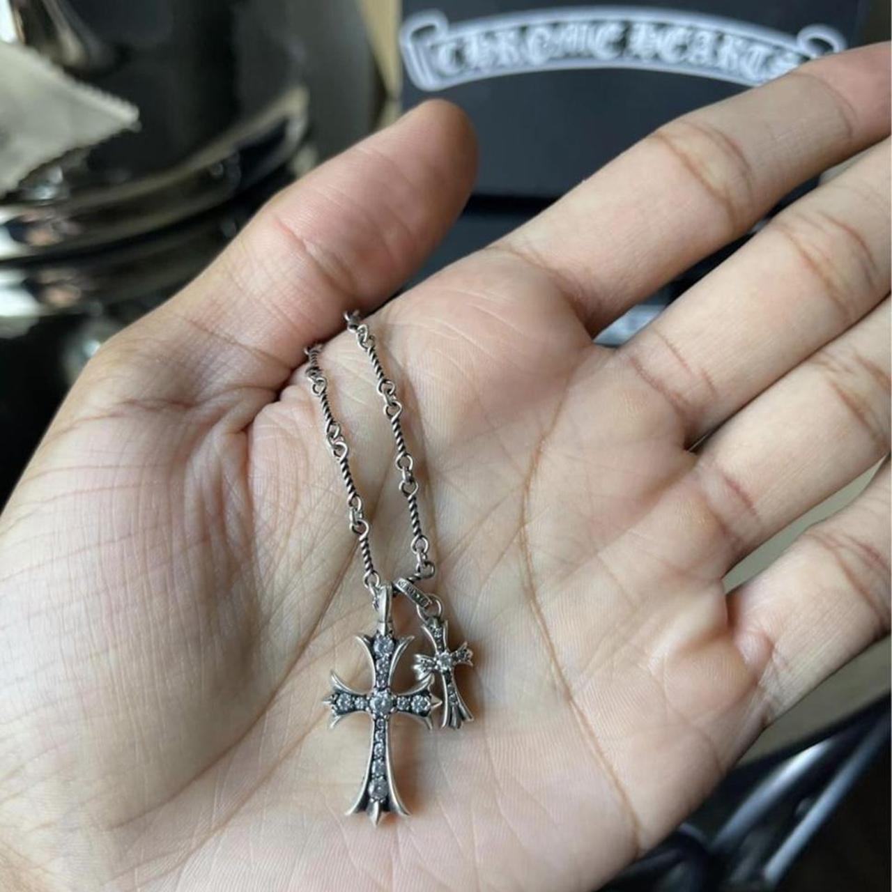 Chrome Hearts Mens Double Cross Necklace 925 Sterling Silver