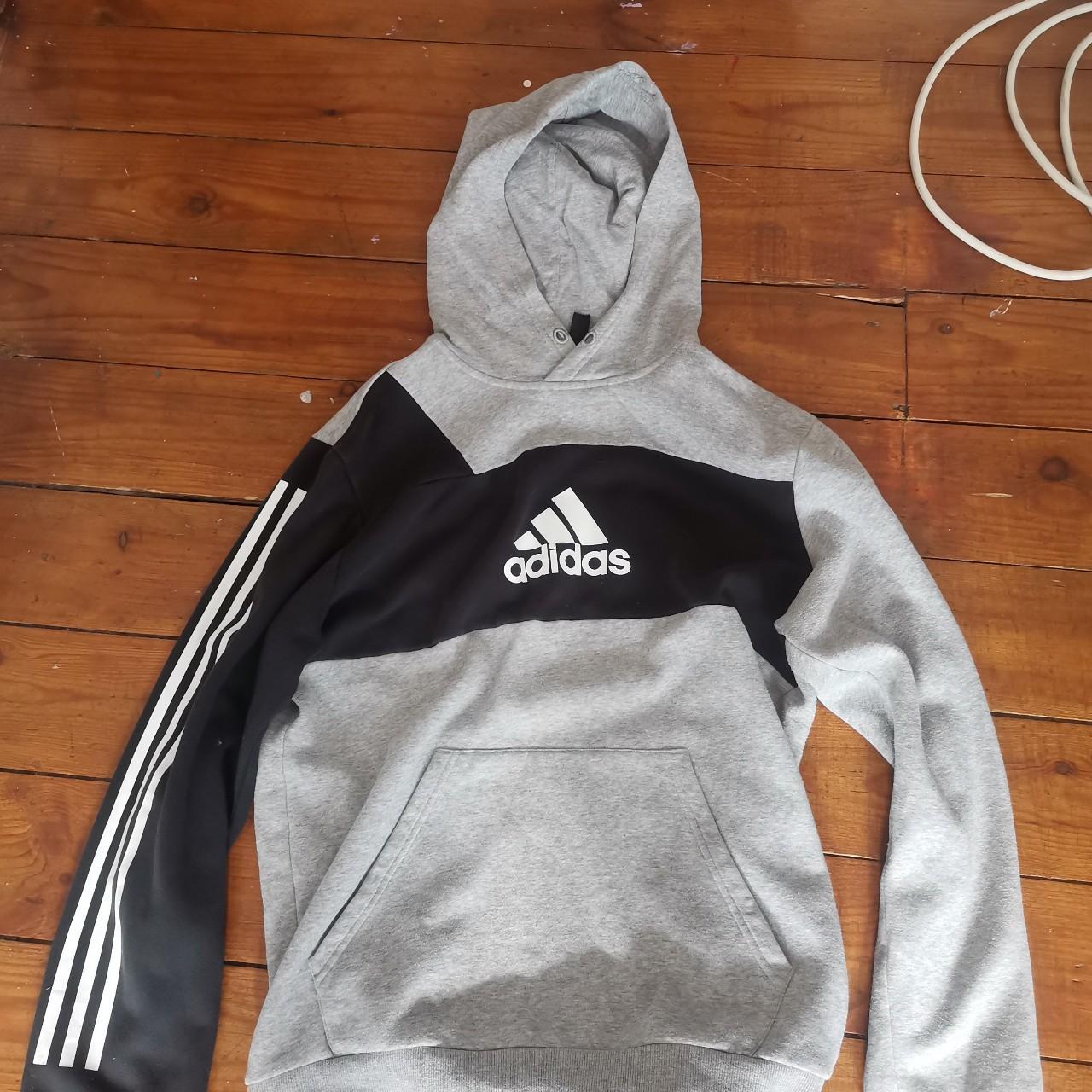 Adidas Women's Black and Grey Hoodie | Depop