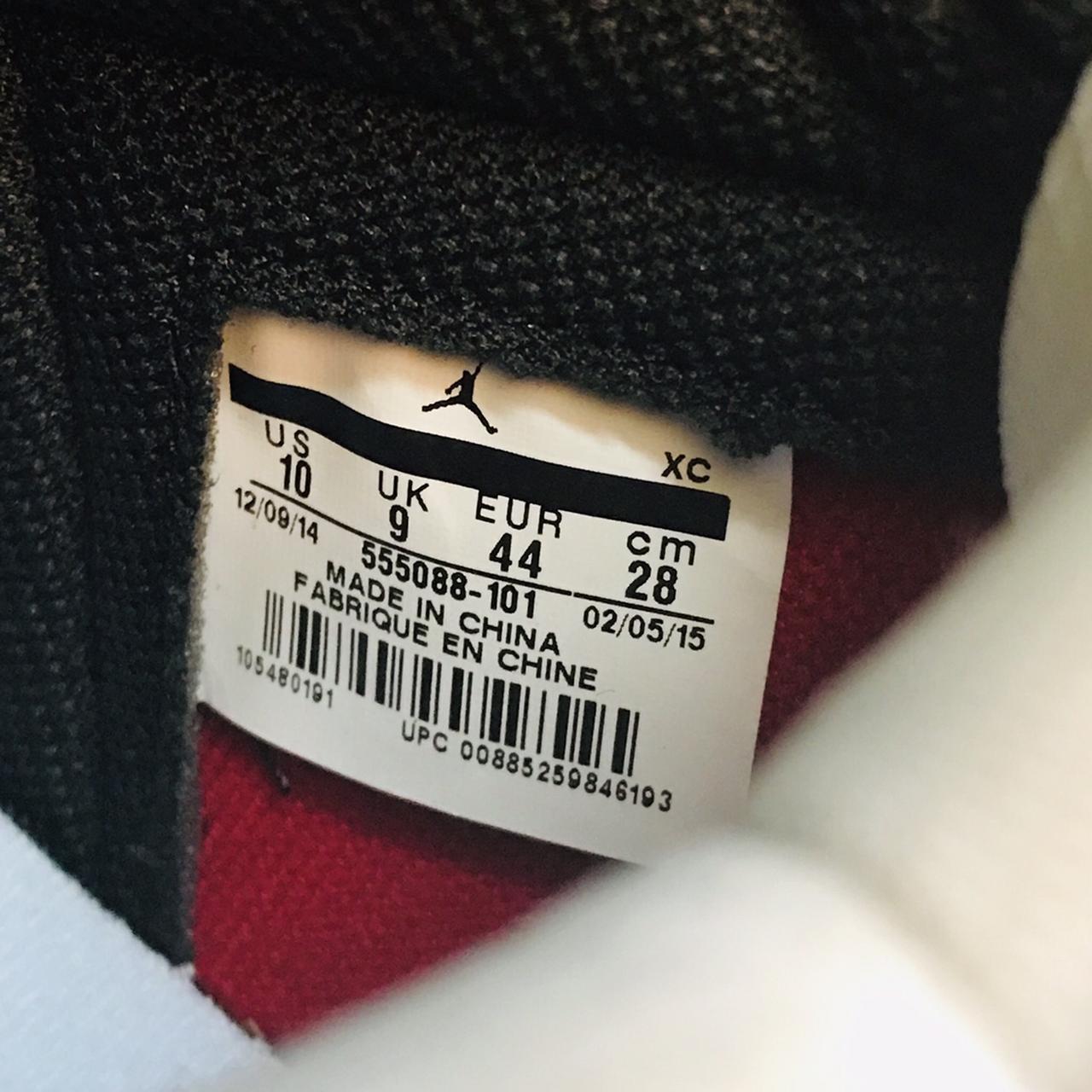 jordan 1 chicago 2015 size tag