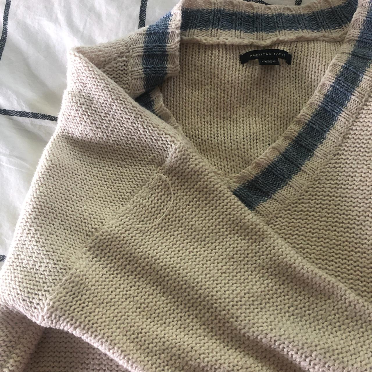 white oversized vneck sweater from american eagle!!... Depop
