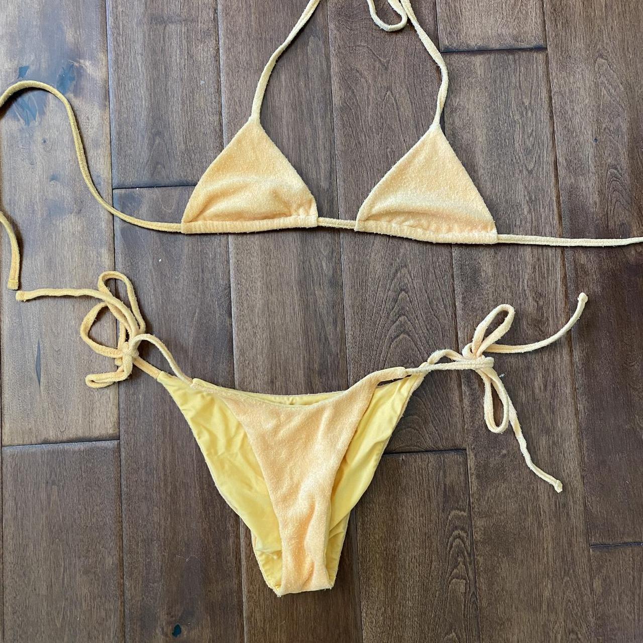 wave babe swim orange terry bikini set super... Depop