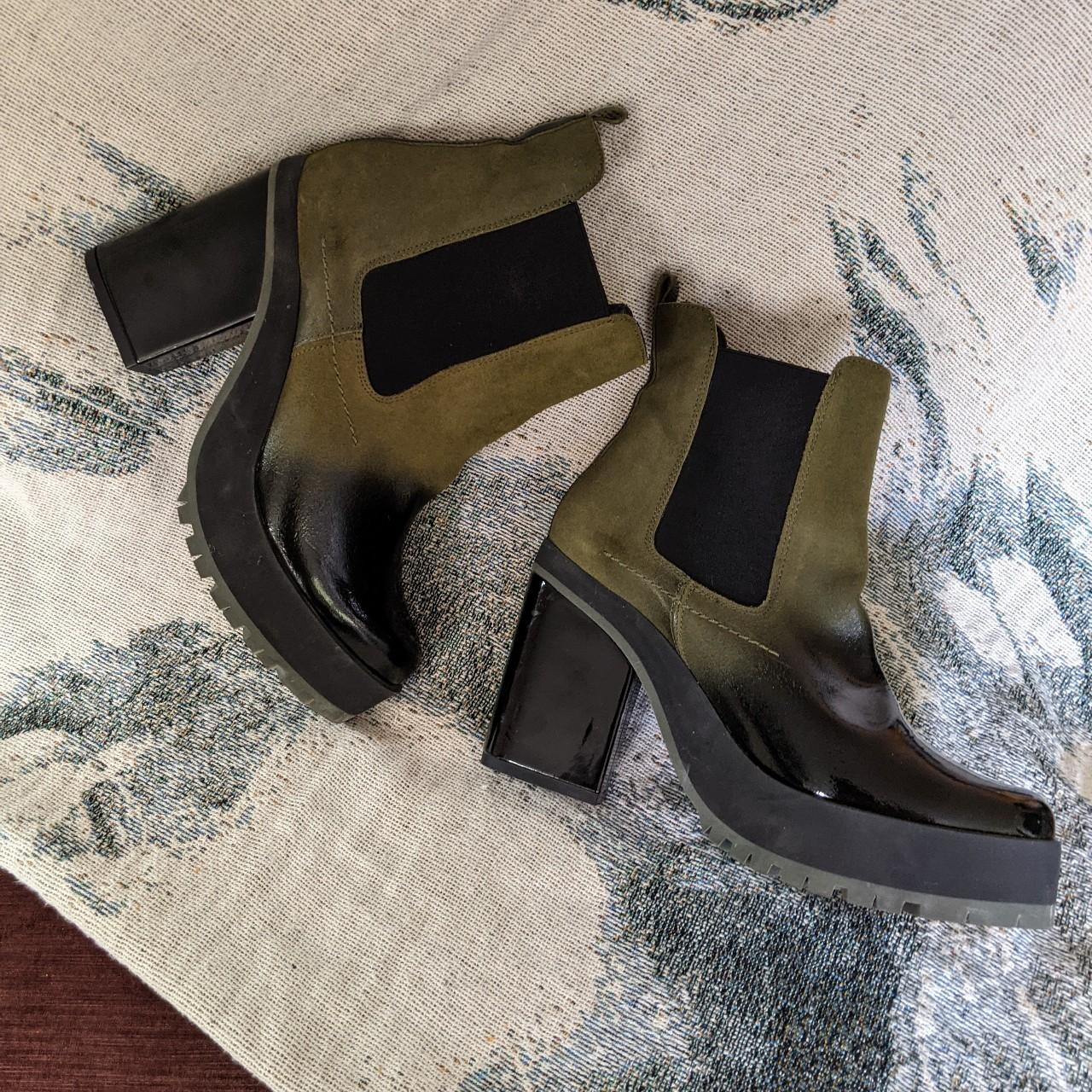 Prada Women's Black and Green Boots | Depop