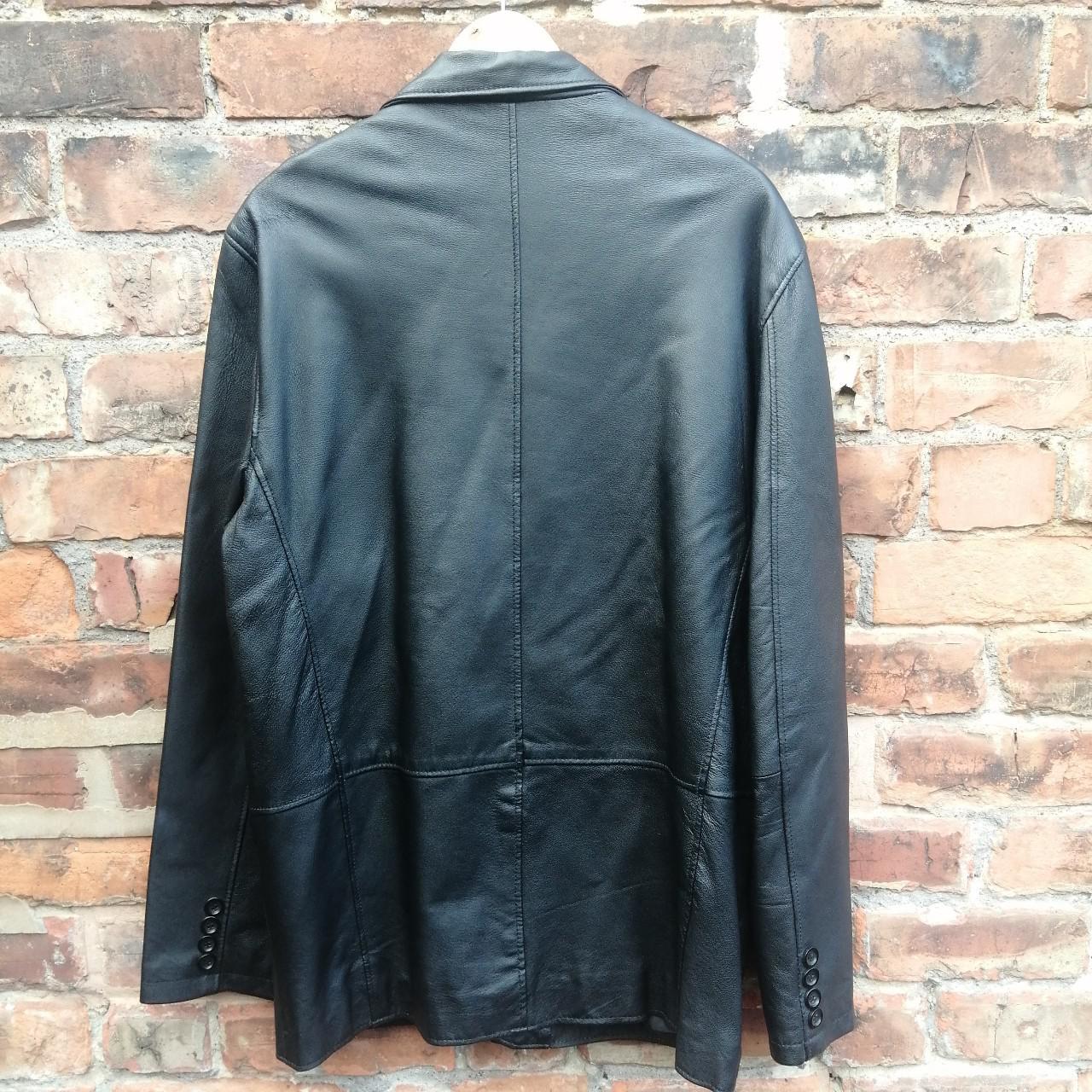 Black leather jacket/overcoat/blazer. Stunning... - Depop