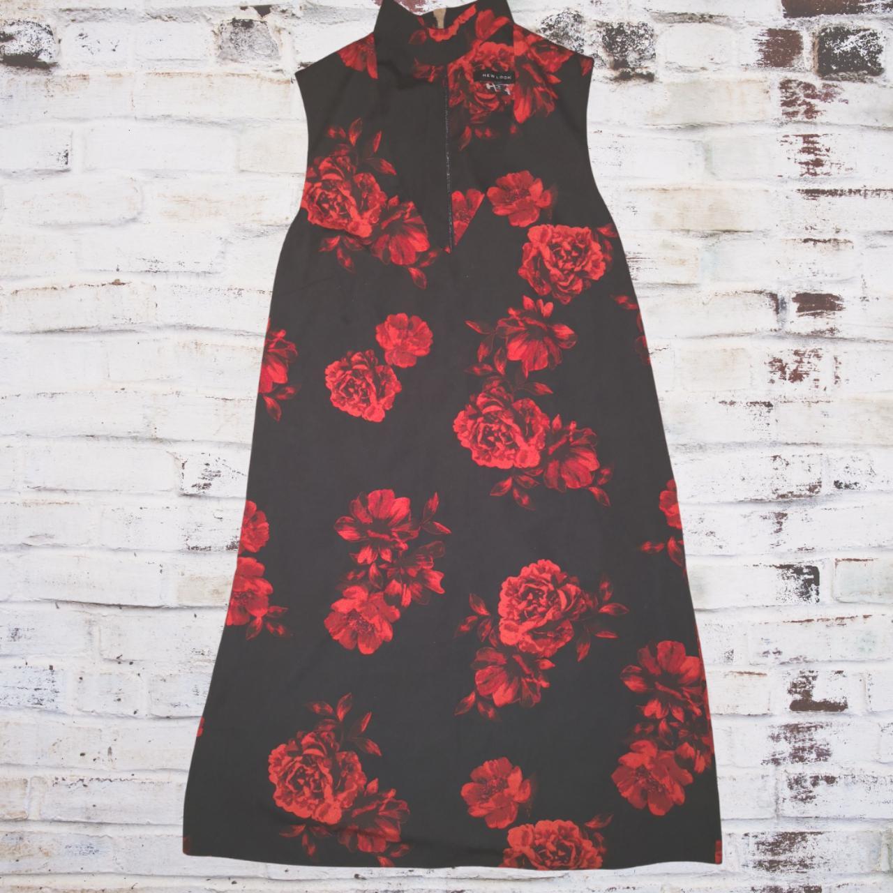 new look red rose dress