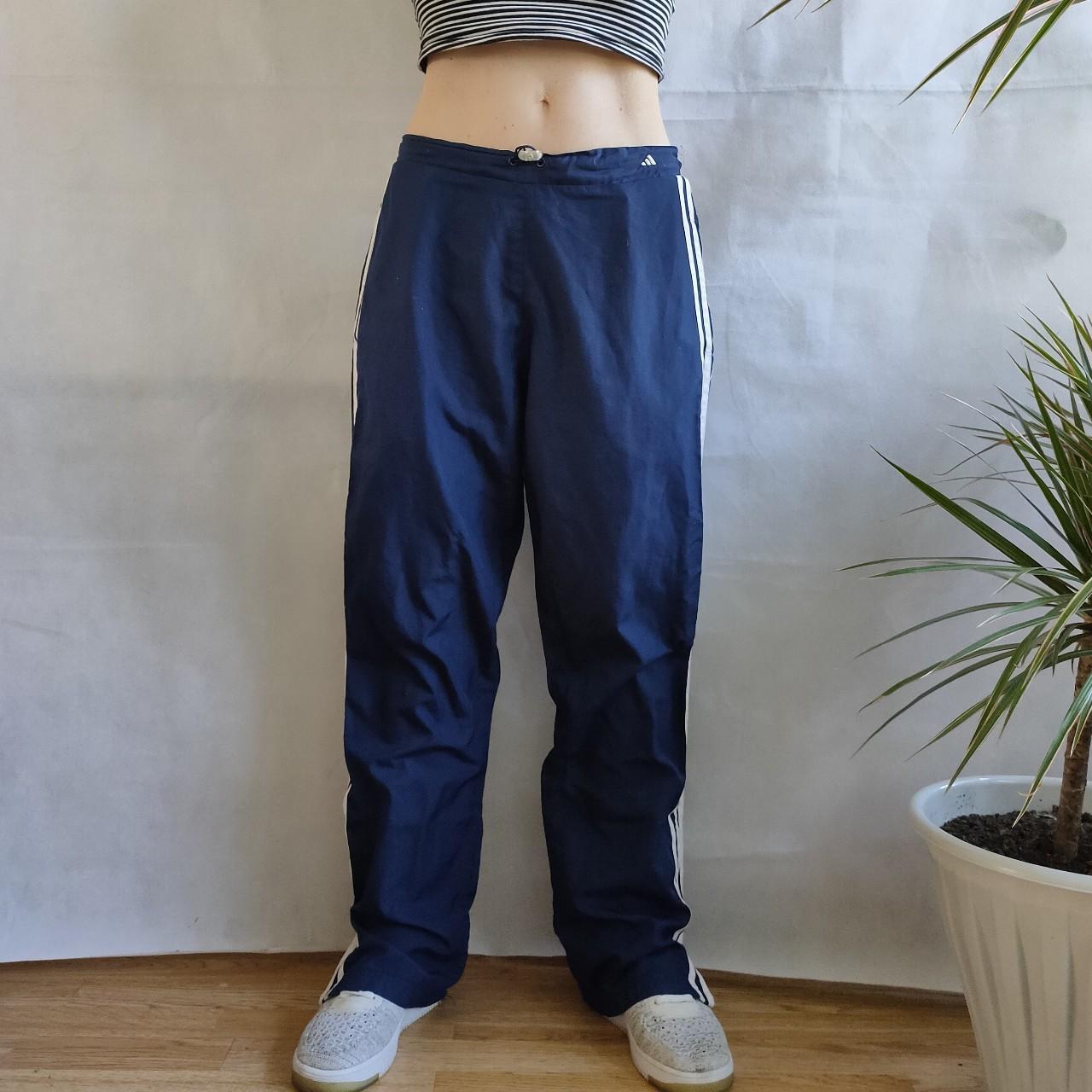 Vintage Adidas navy blue baggy 3 stripe Joggers... Depop