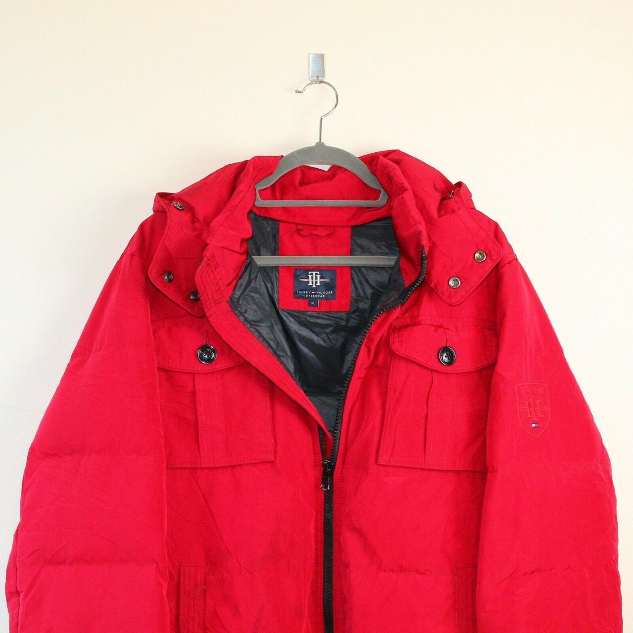 Vintage Tommy Hilfiger Red Zip Up Padded Puffer... Depop