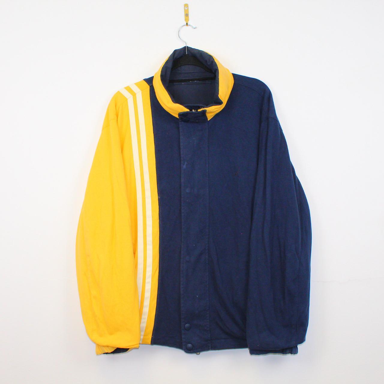 Vtg Nautica Blue Reversible Yellow Long Sleeve Full... - Depop