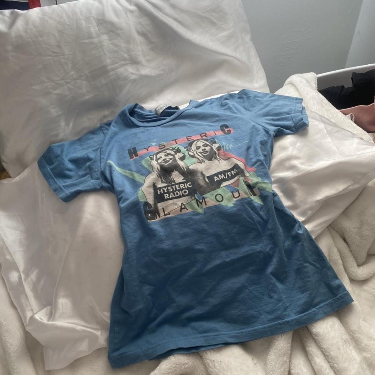 blue hysteric glamour radio tee shirt mssge me for... - Depop