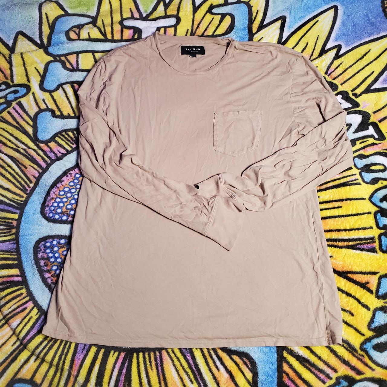 Tan Pacsun longsleeved shirt, Men's size... Depop