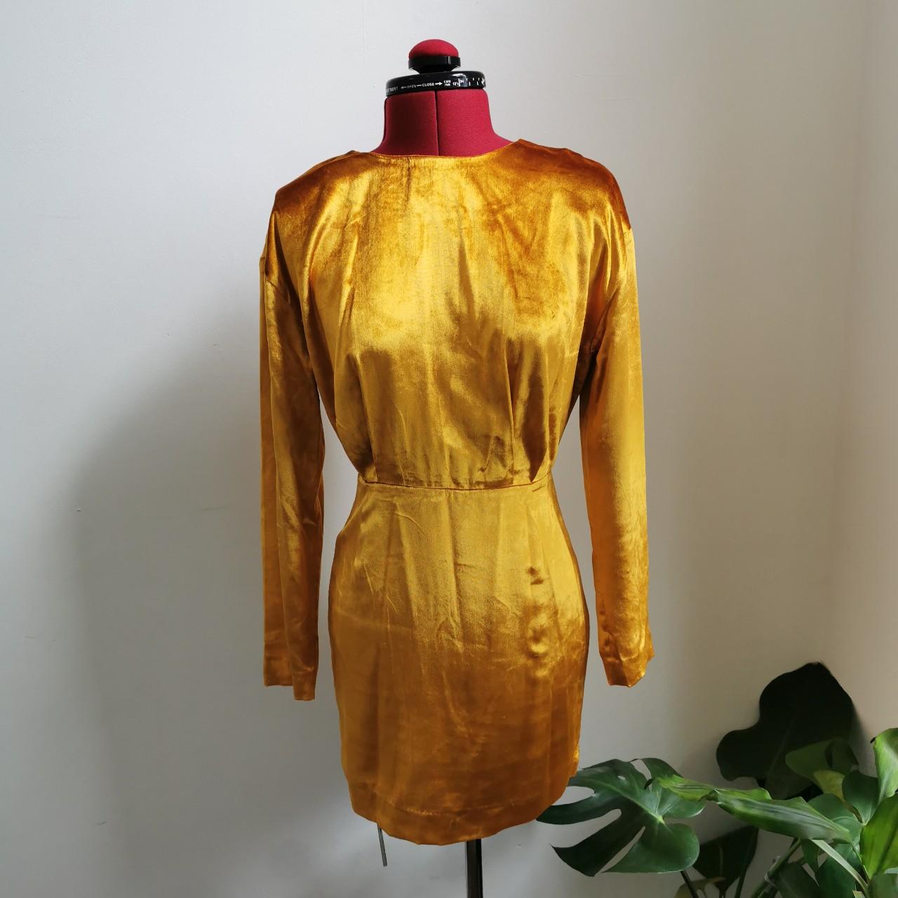 Other Stories Slit back velvet gold dress. Size 8