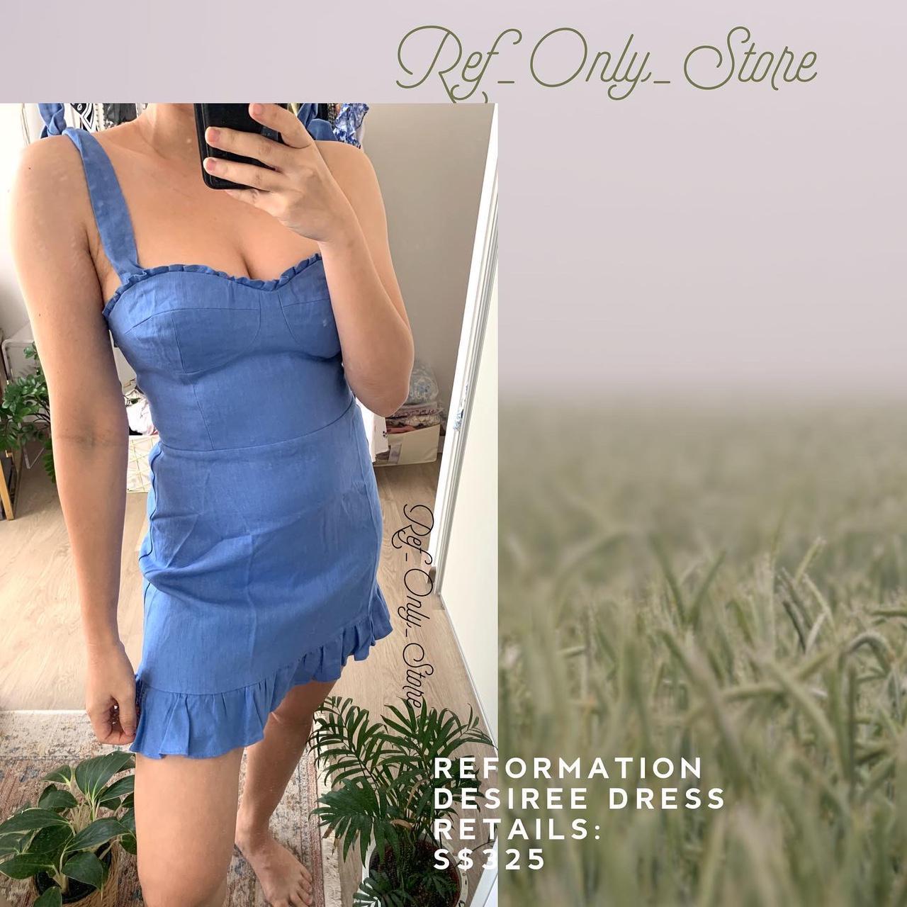 Reformation Women's Blue Dress Depop