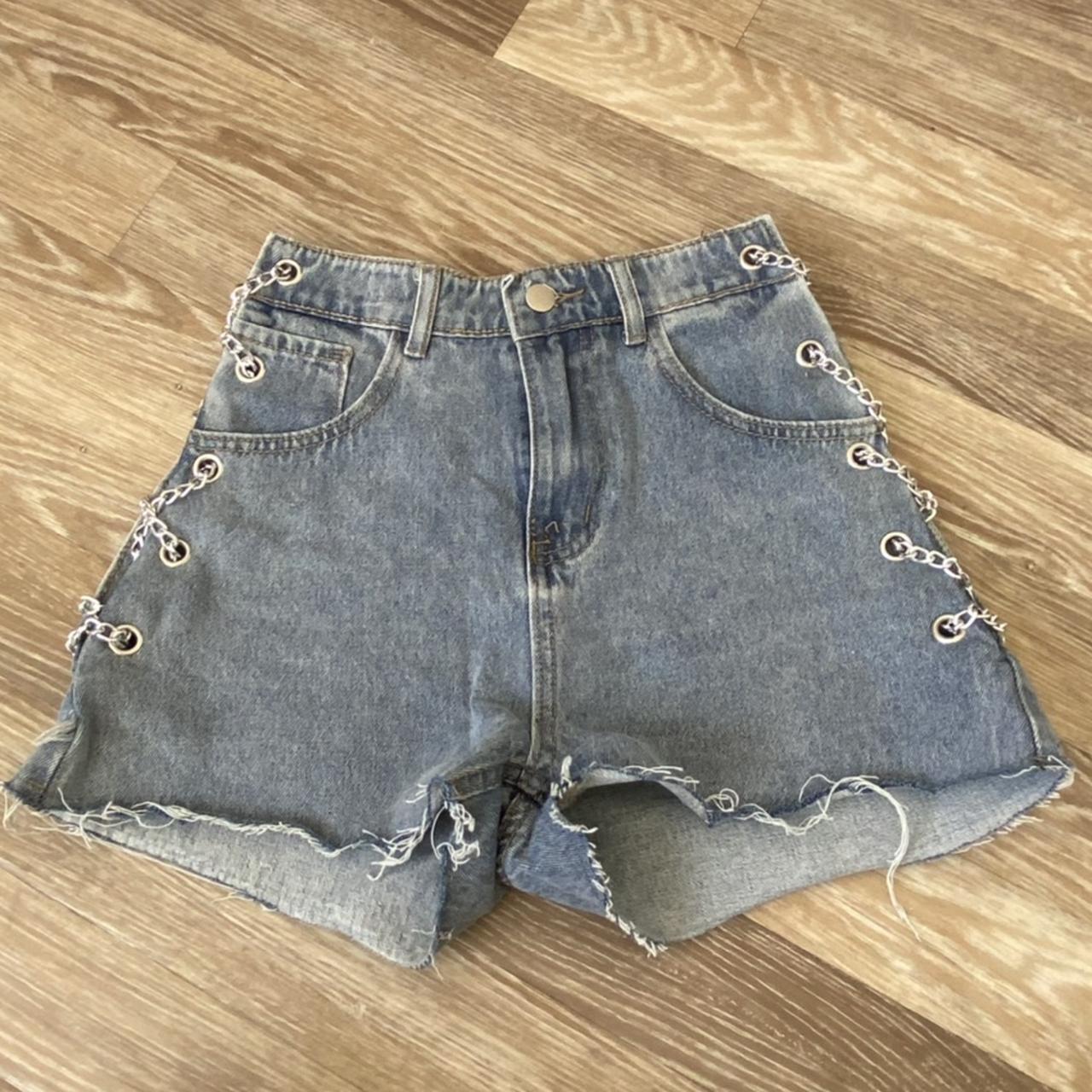 Lace up side denim hot sale shorts