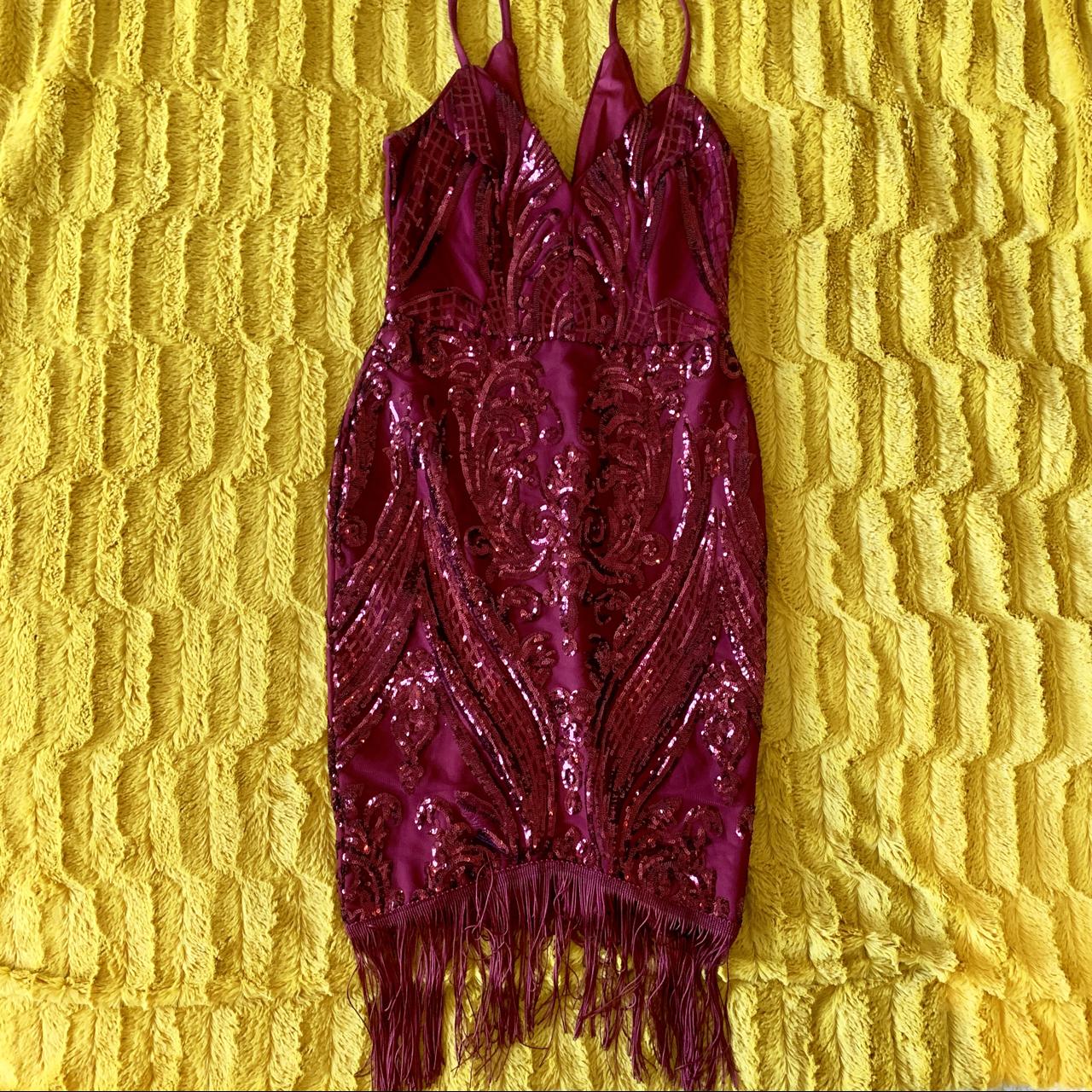 Burgundy strappy hotsell sheer panel sequin