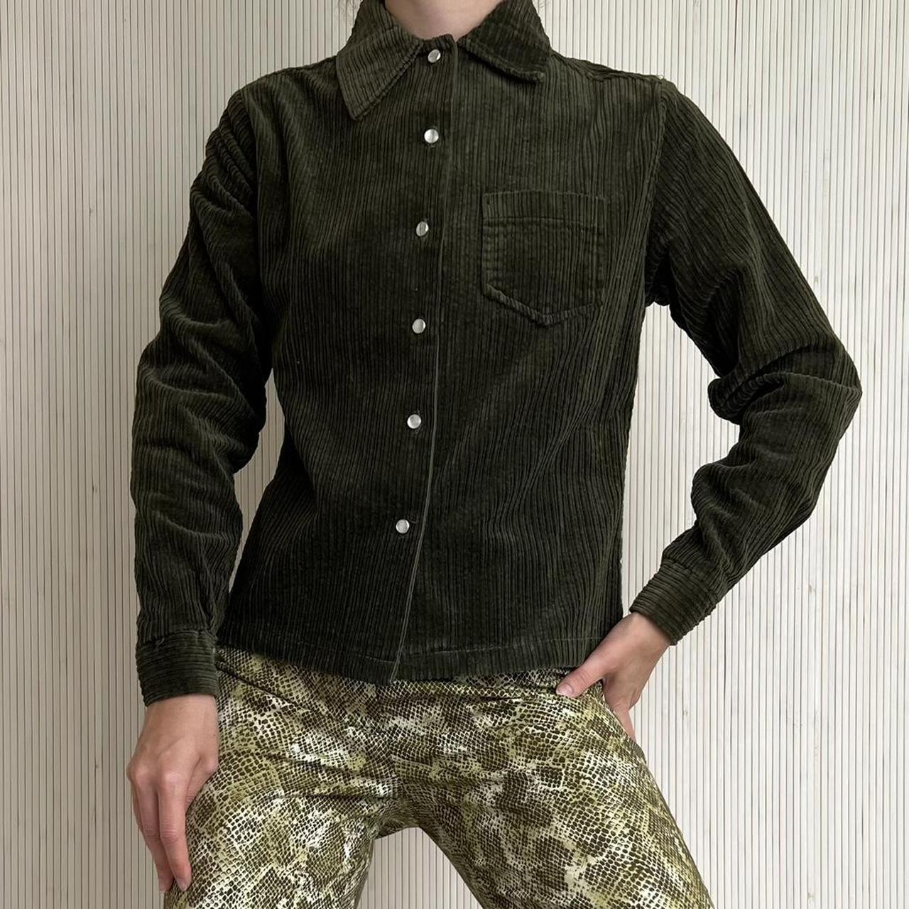 90s Green Corduroy Shirt (Fits S) 📦free domestic... - Depop