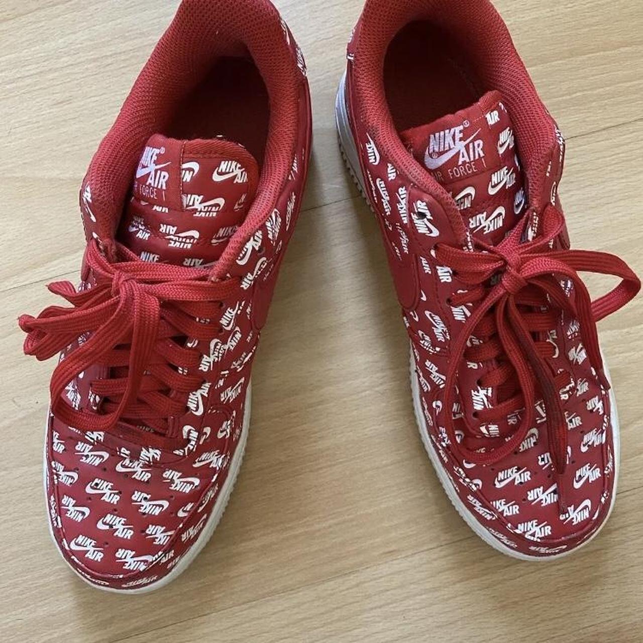 nike air force 1 low all over logo red